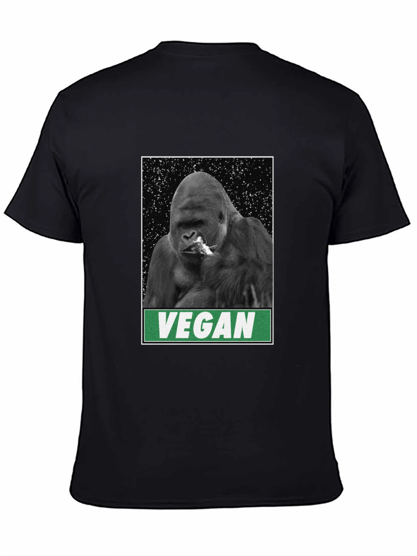 Vegan Gorilla Graphic Tee - Black Cotton T-Shirt