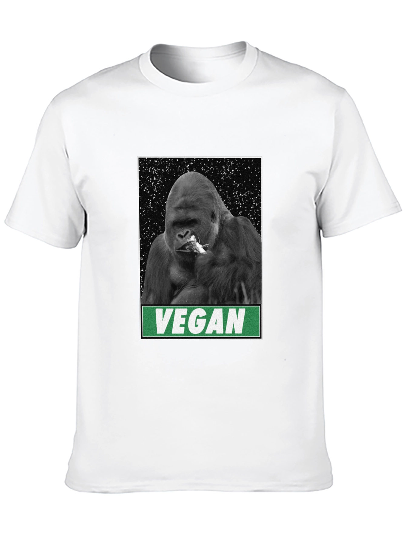 Vegan Gorilla Graphic Tee - Black Cotton T-Shirt