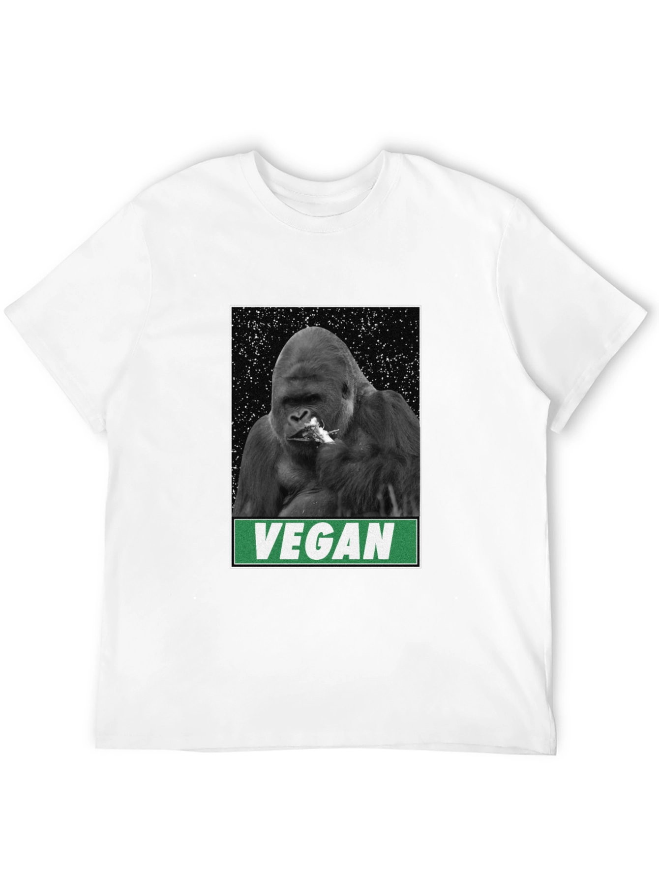 Vegan Gorilla Graphic Tee - Black Cotton T-Shirt