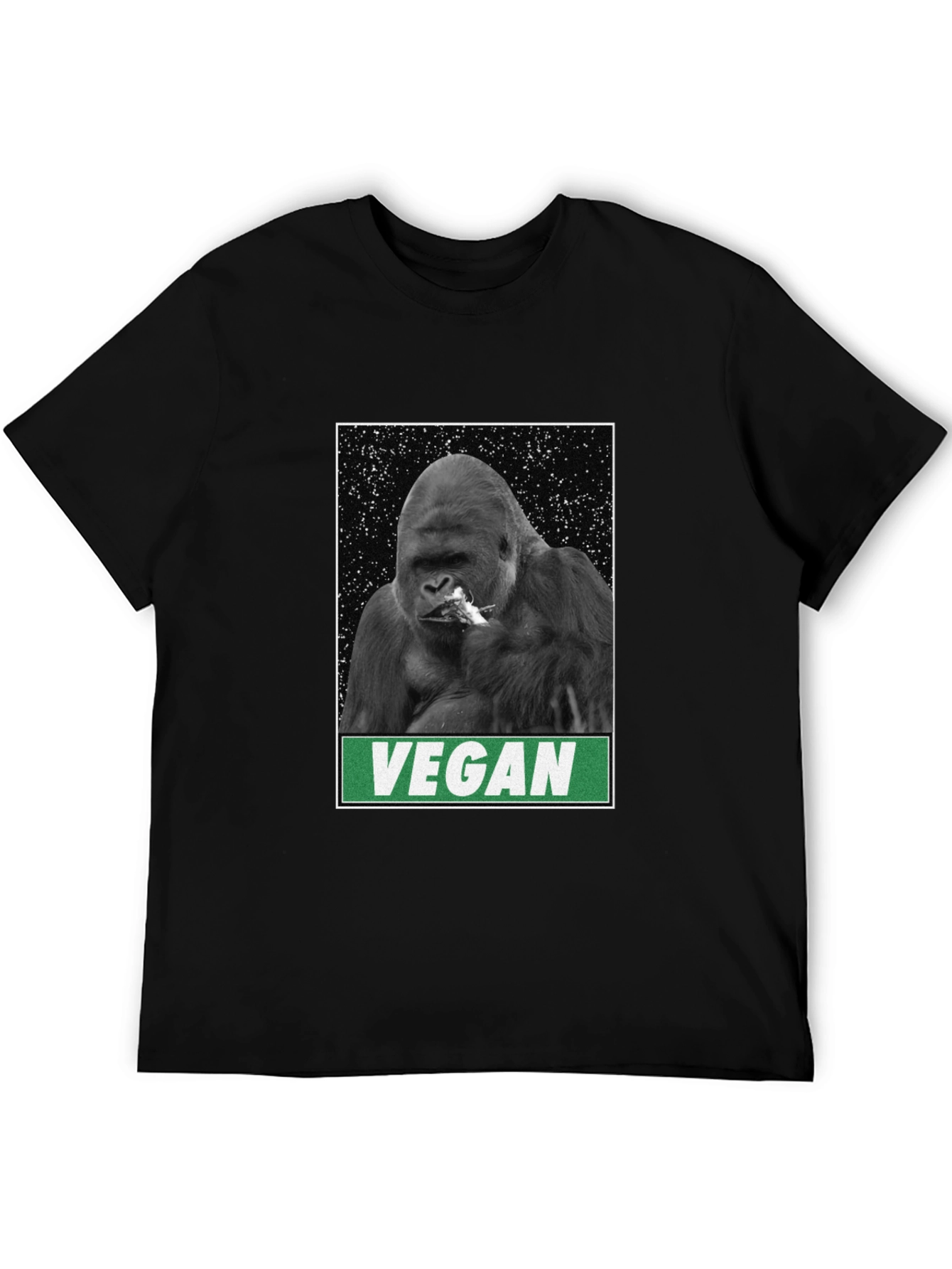 Vegan Gorilla Graphic Tee - Black Cotton T-Shirt