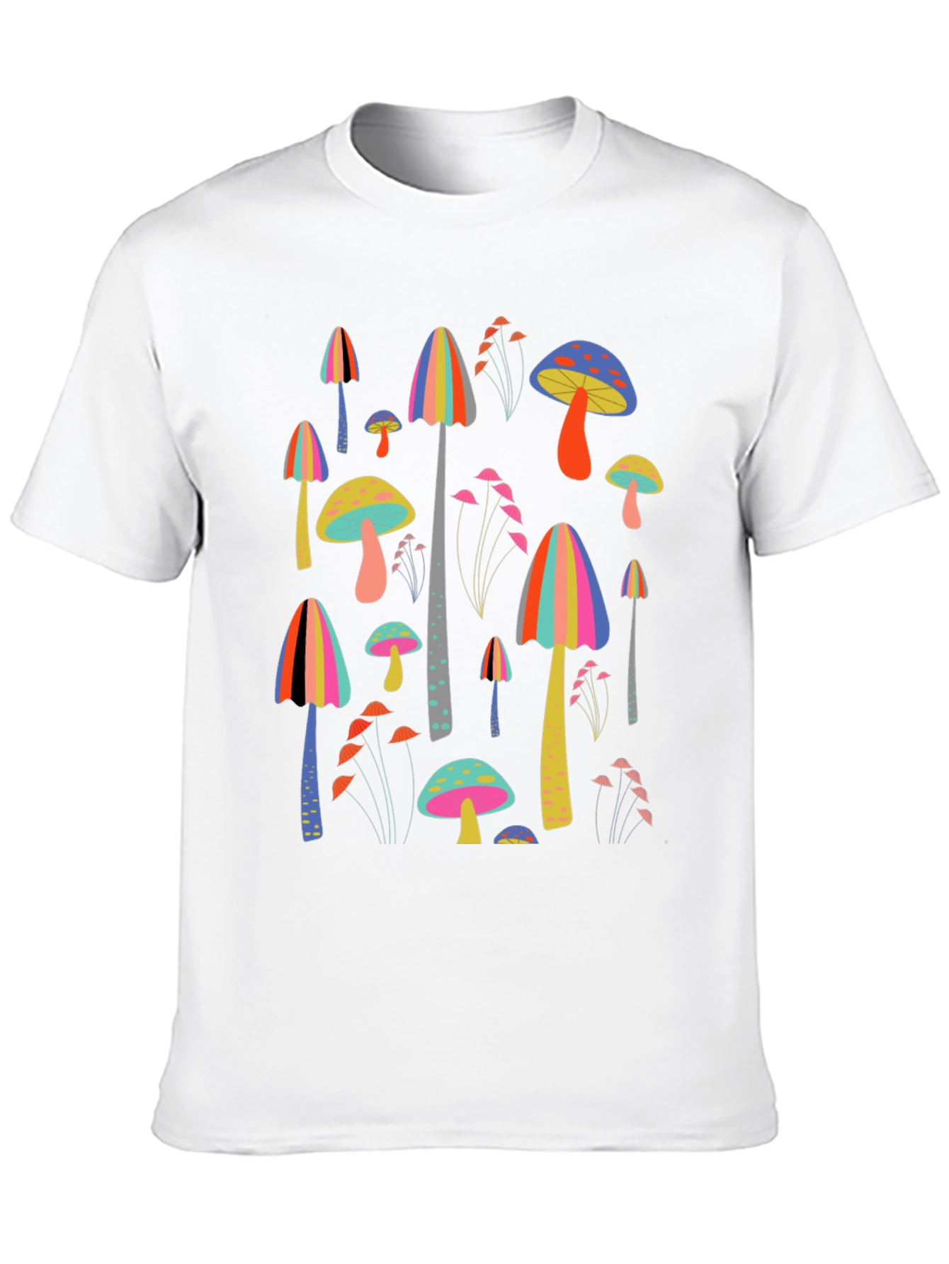 Funky Mushroom Print Black T-Shirt