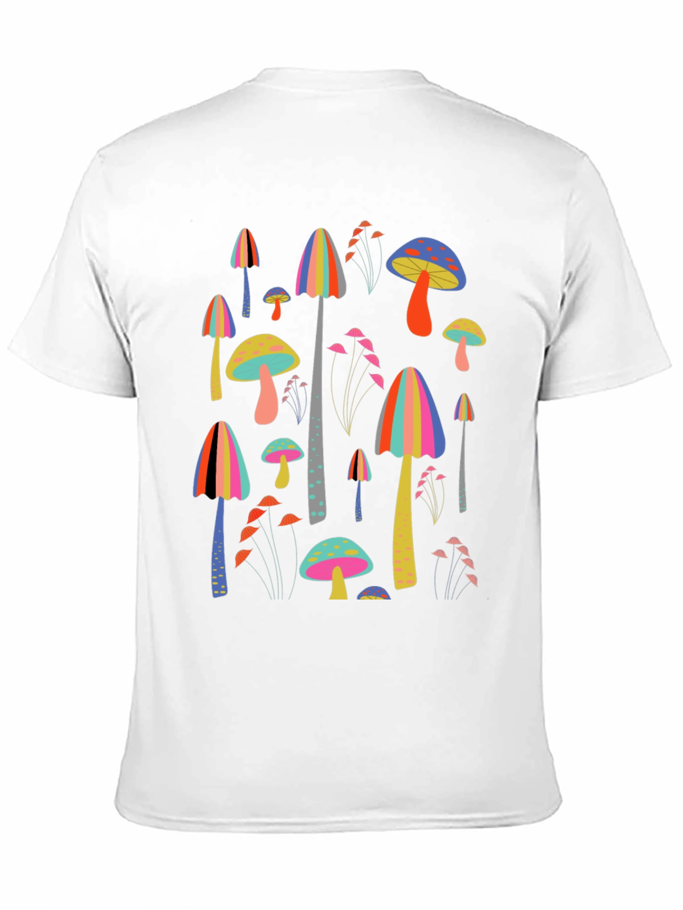 Funky Mushroom Print Black T-Shirt