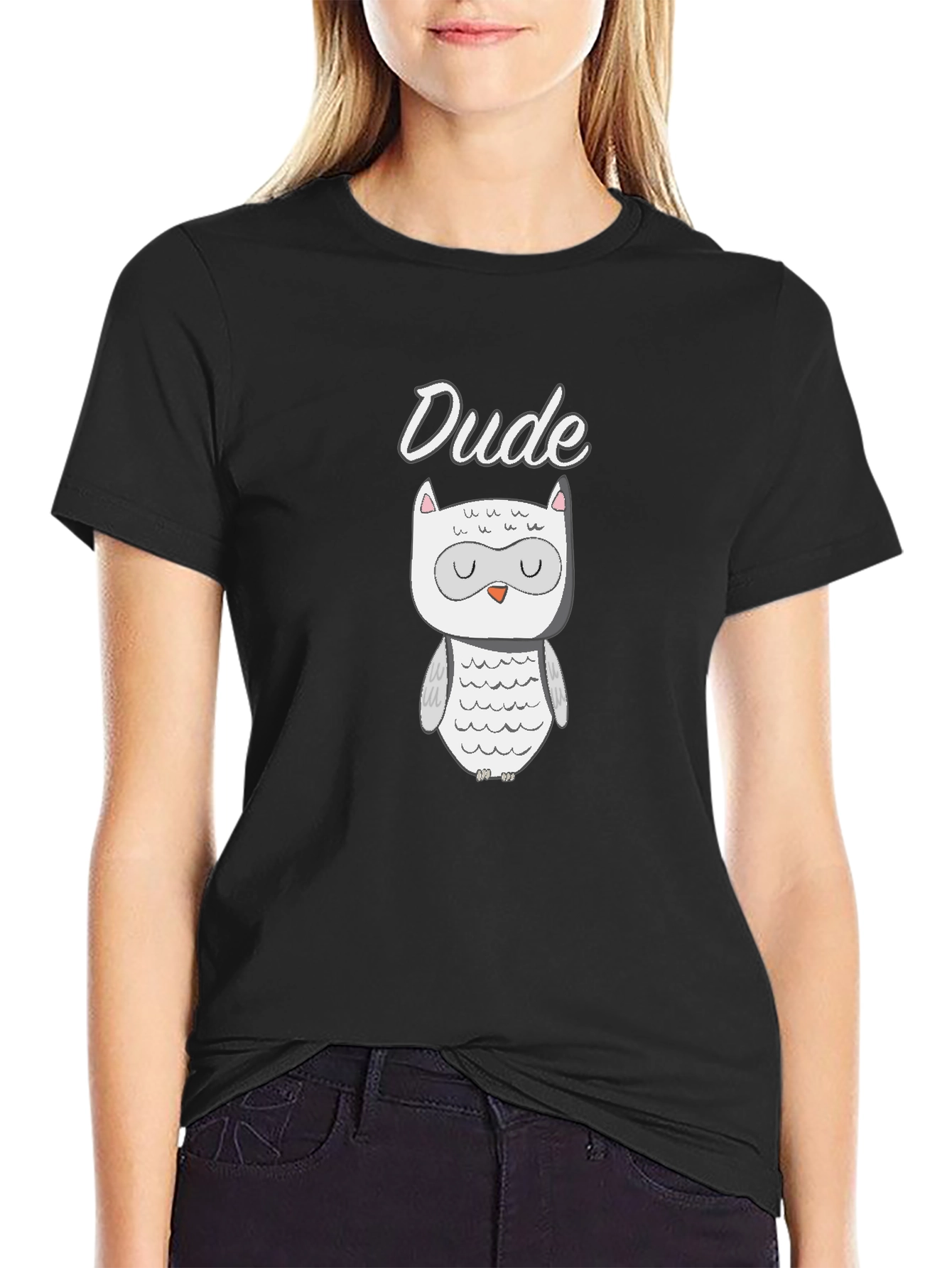 Dude Owl Graphic T-Shirt - Black Cotton Tee