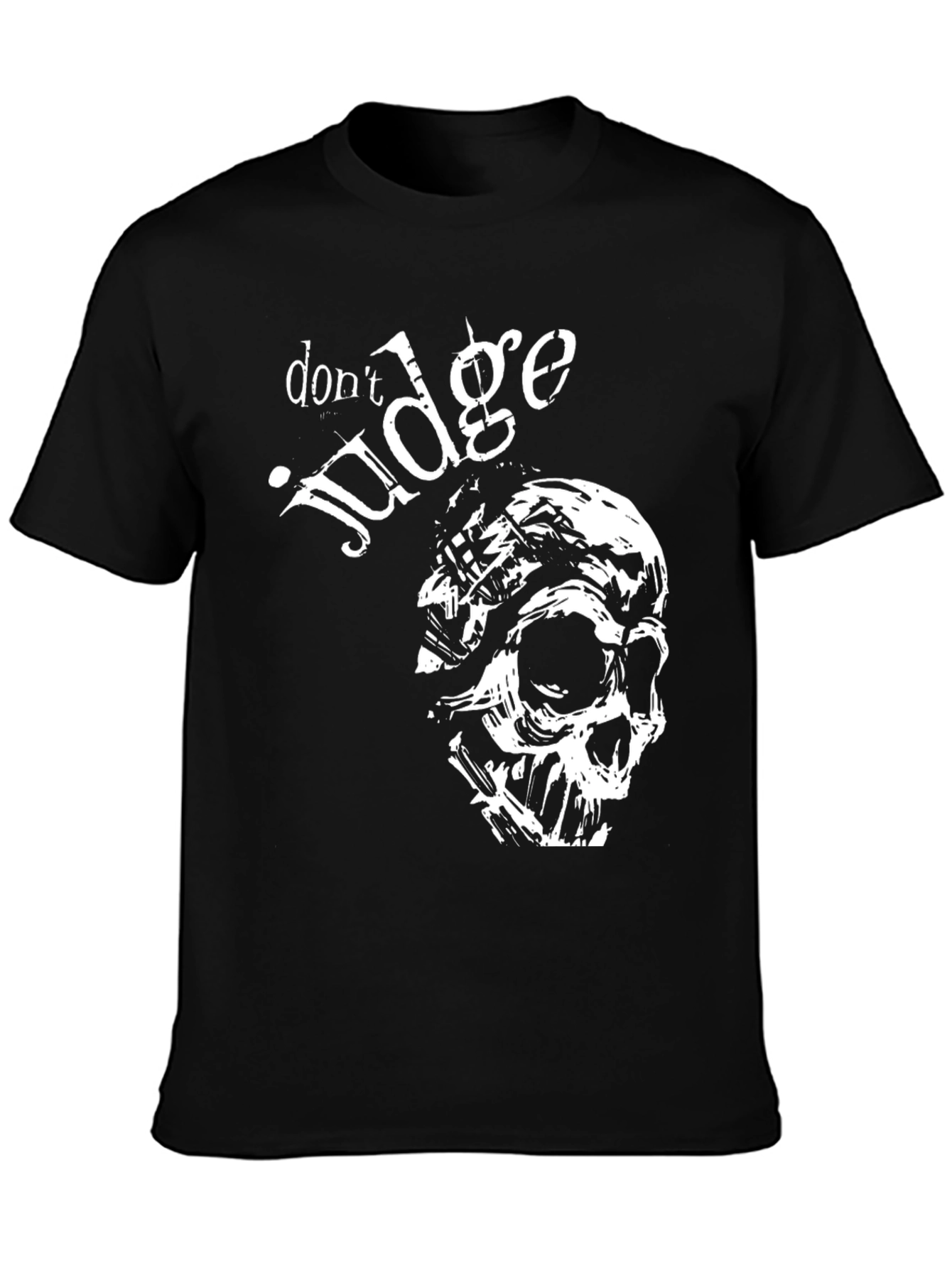 Dont Judge Skull Graphic Tee - Black Crew Neck