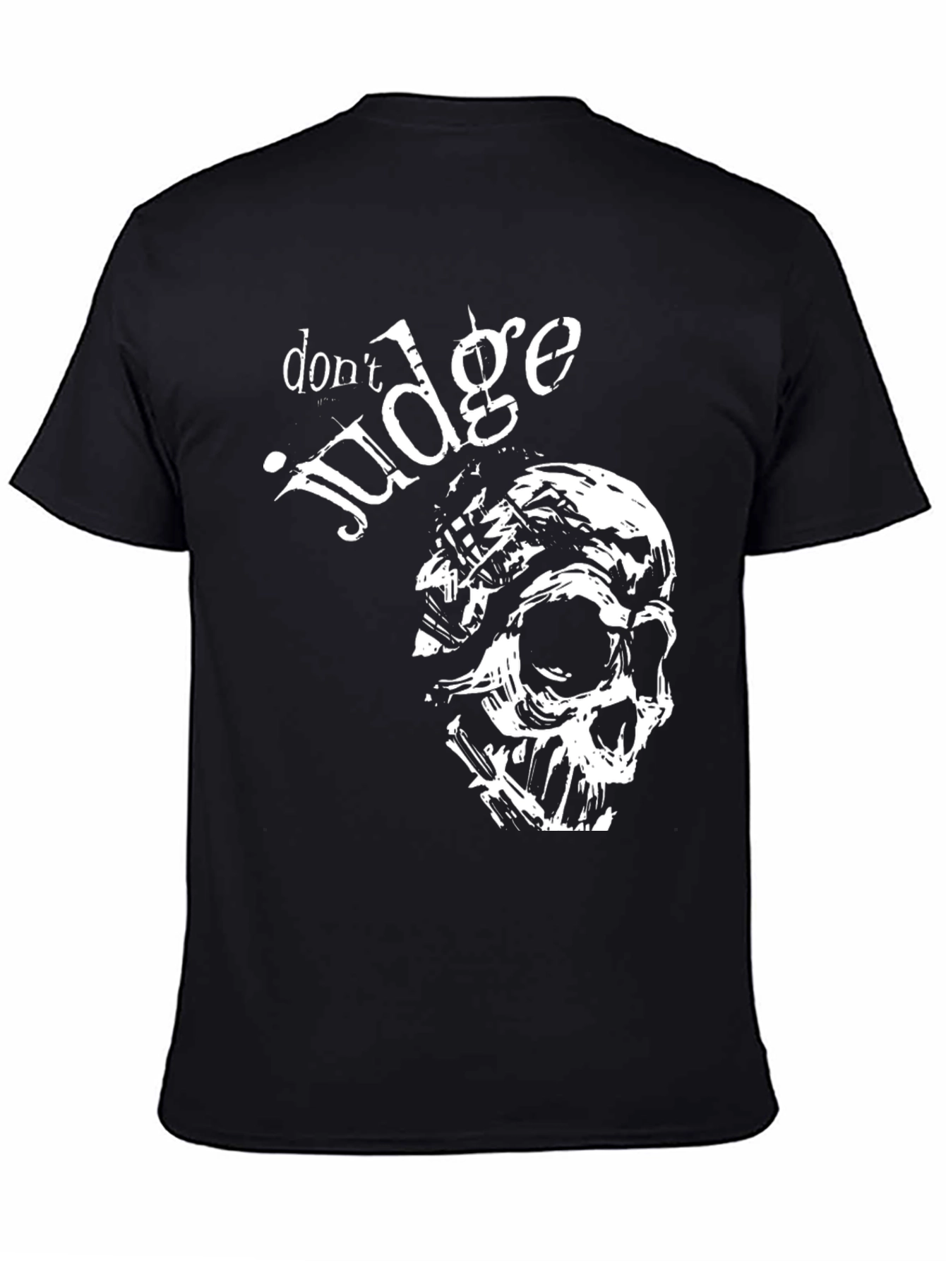 Dont Judge Skull Graphic Tee - Black Crew Neck