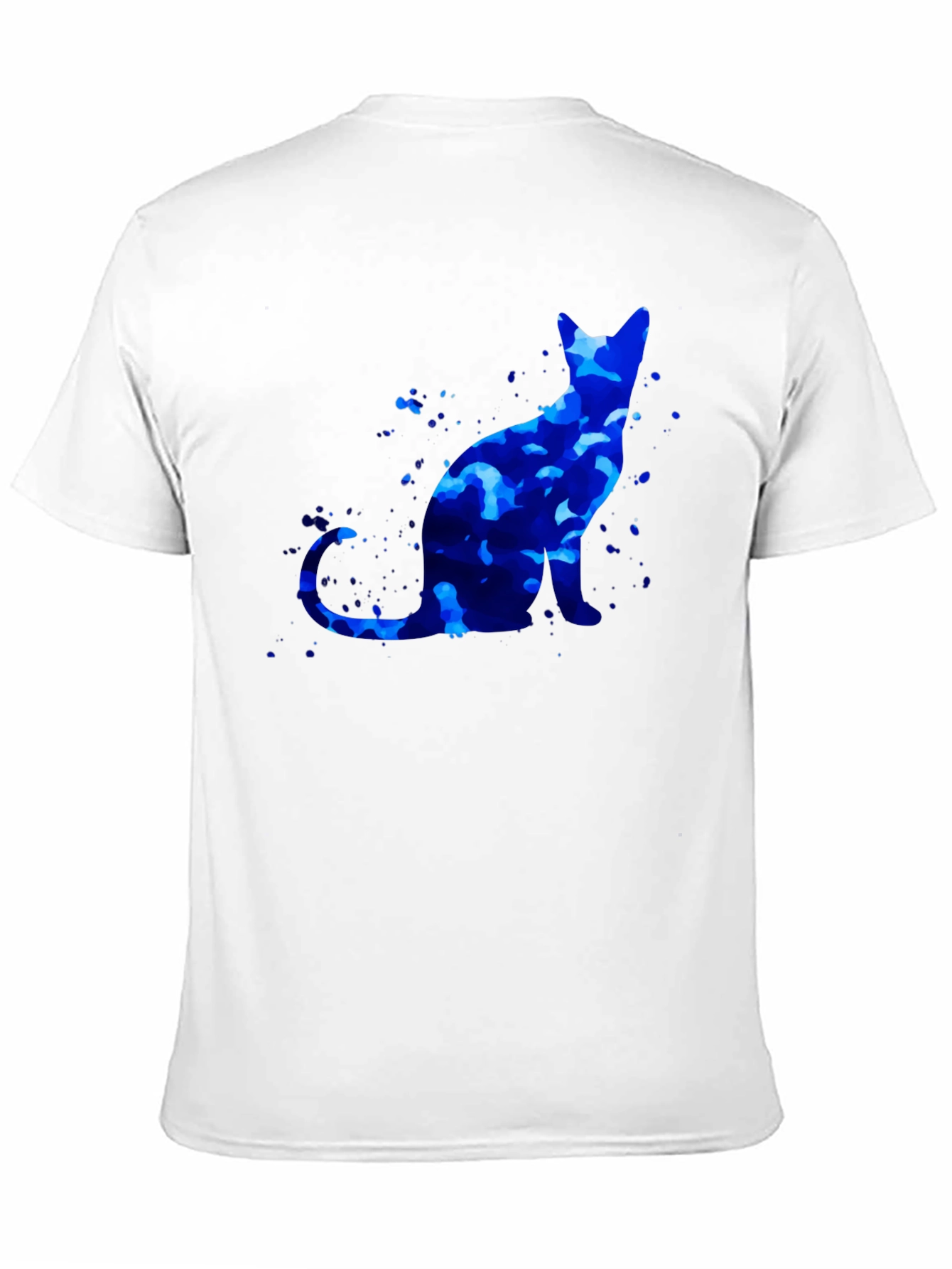 Blue Cat Graphic T-Shirt - Artistic Design
