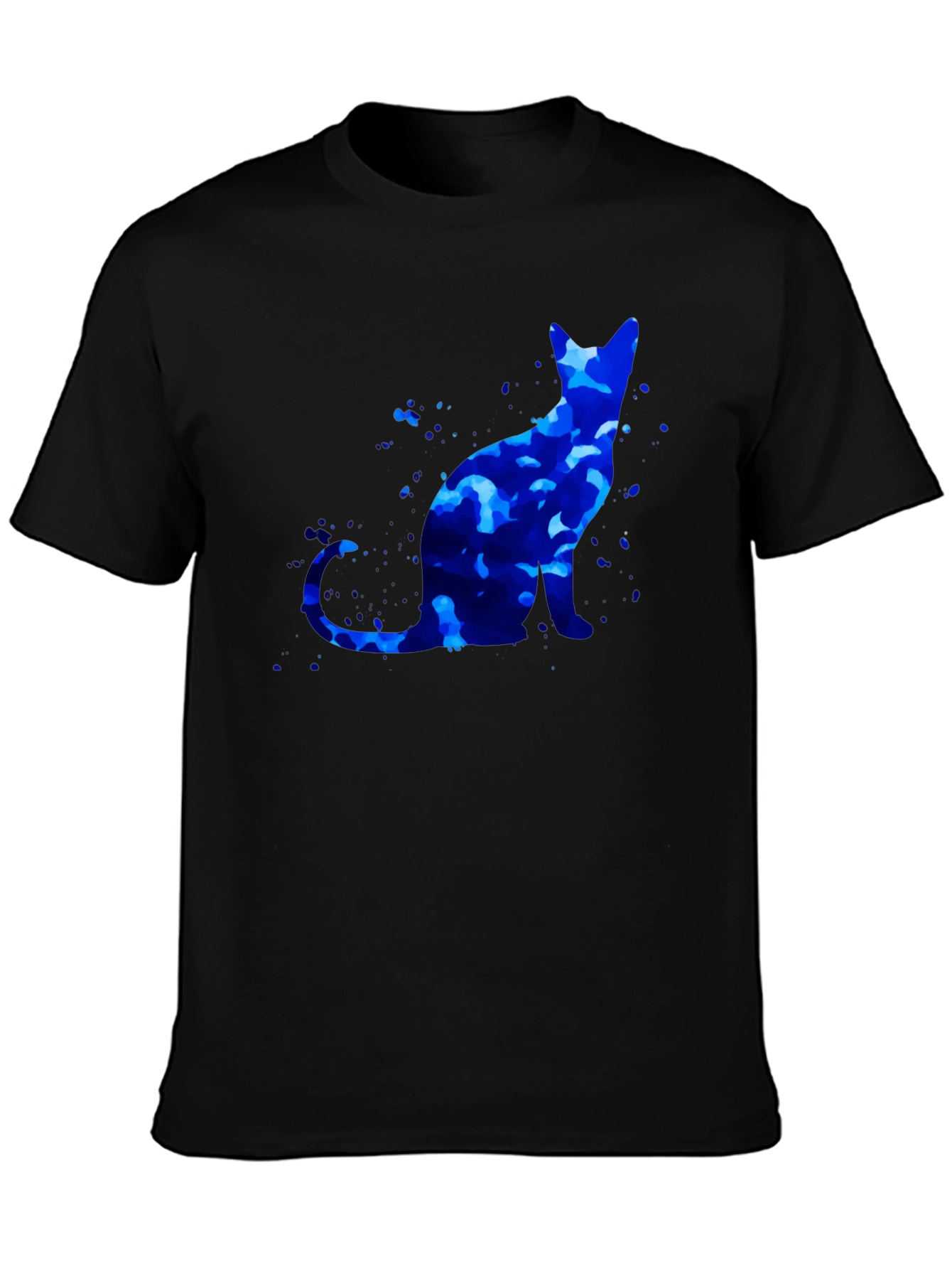 Blue Cat Graphic T-Shirt - Artistic Design