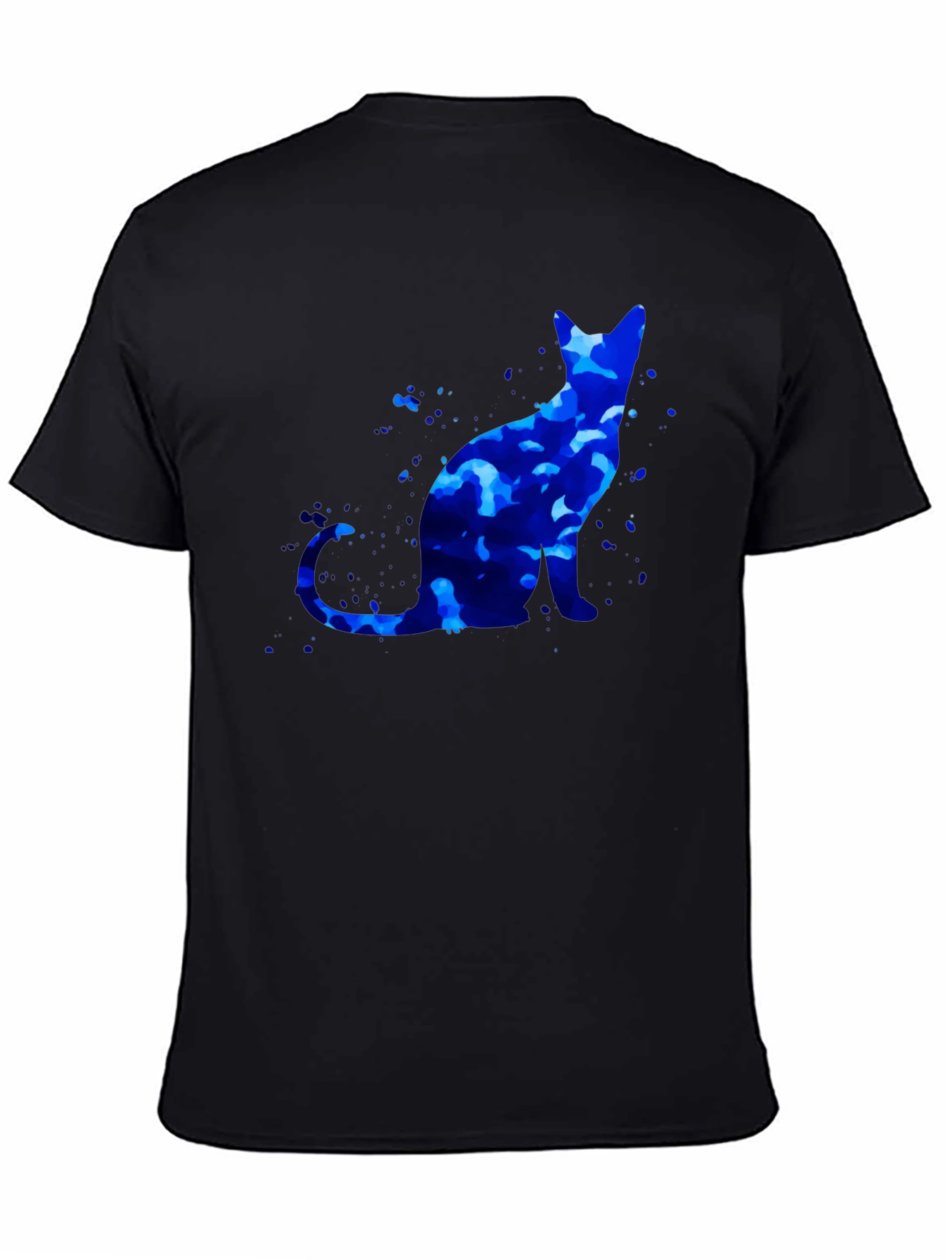Blue Cat Graphic T-Shirt - Artistic Design