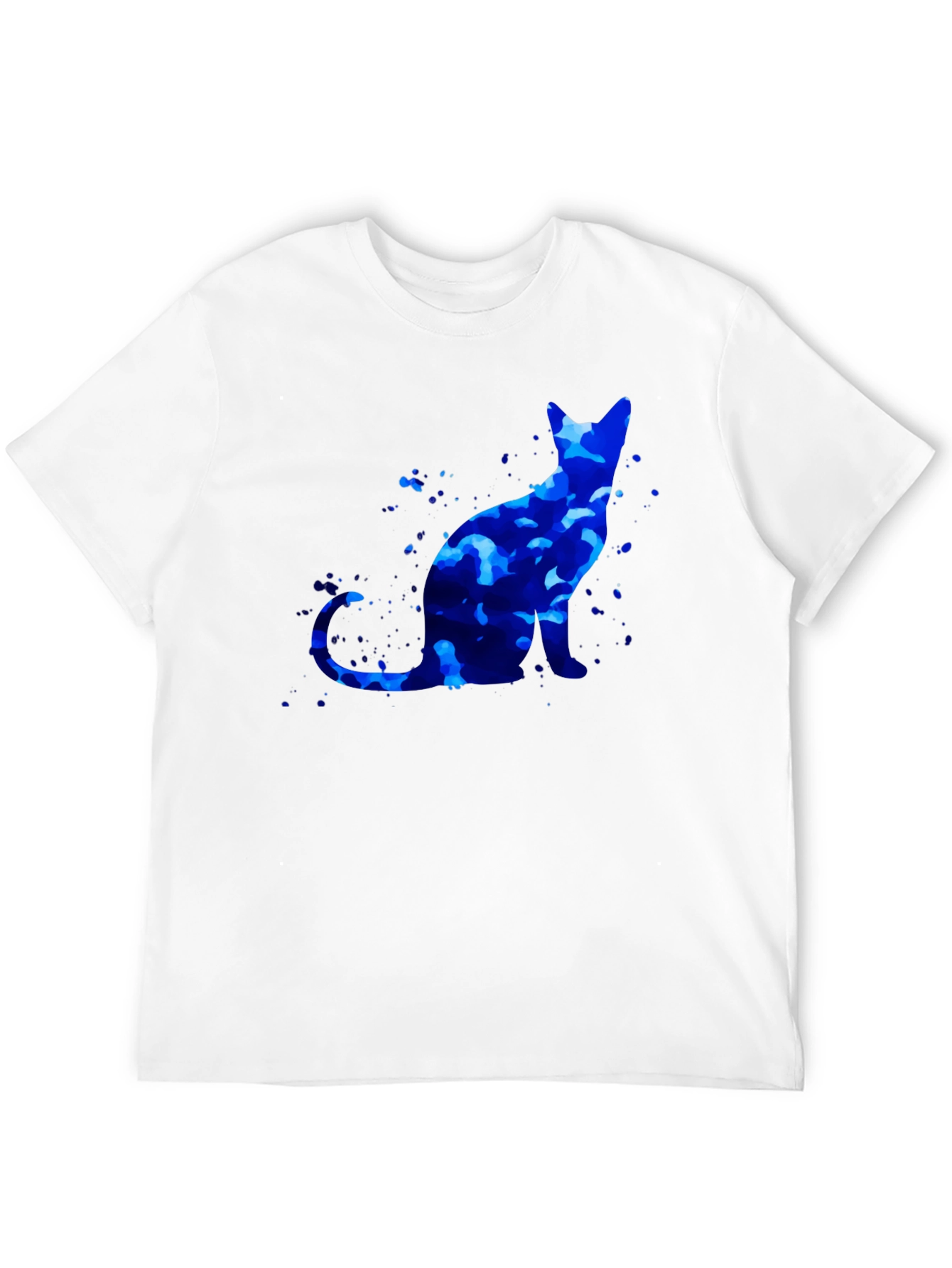 Blue Cat Graphic T-Shirt - Artistic Design