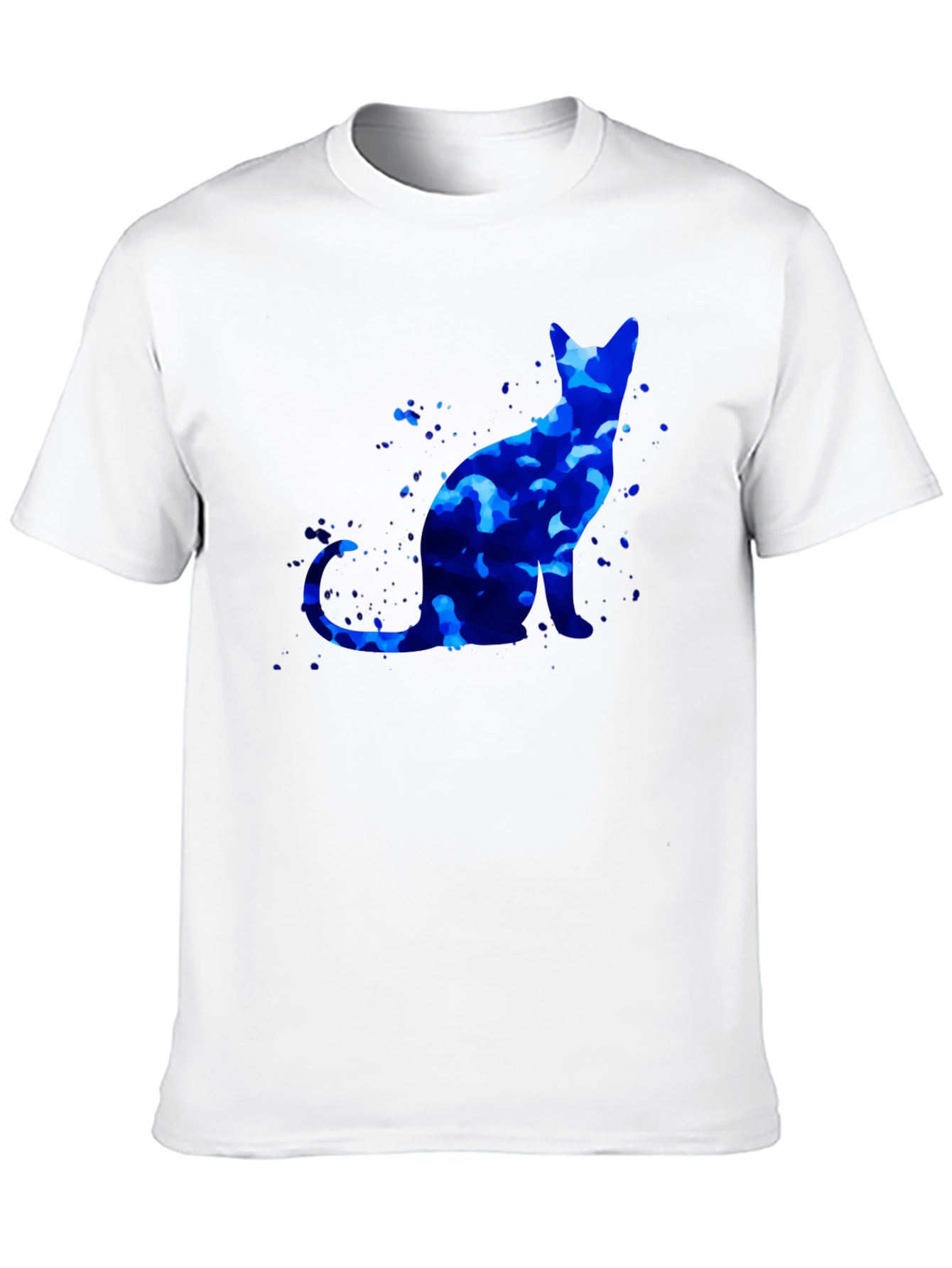 Blue Cat Graphic T-Shirt - Artistic Design