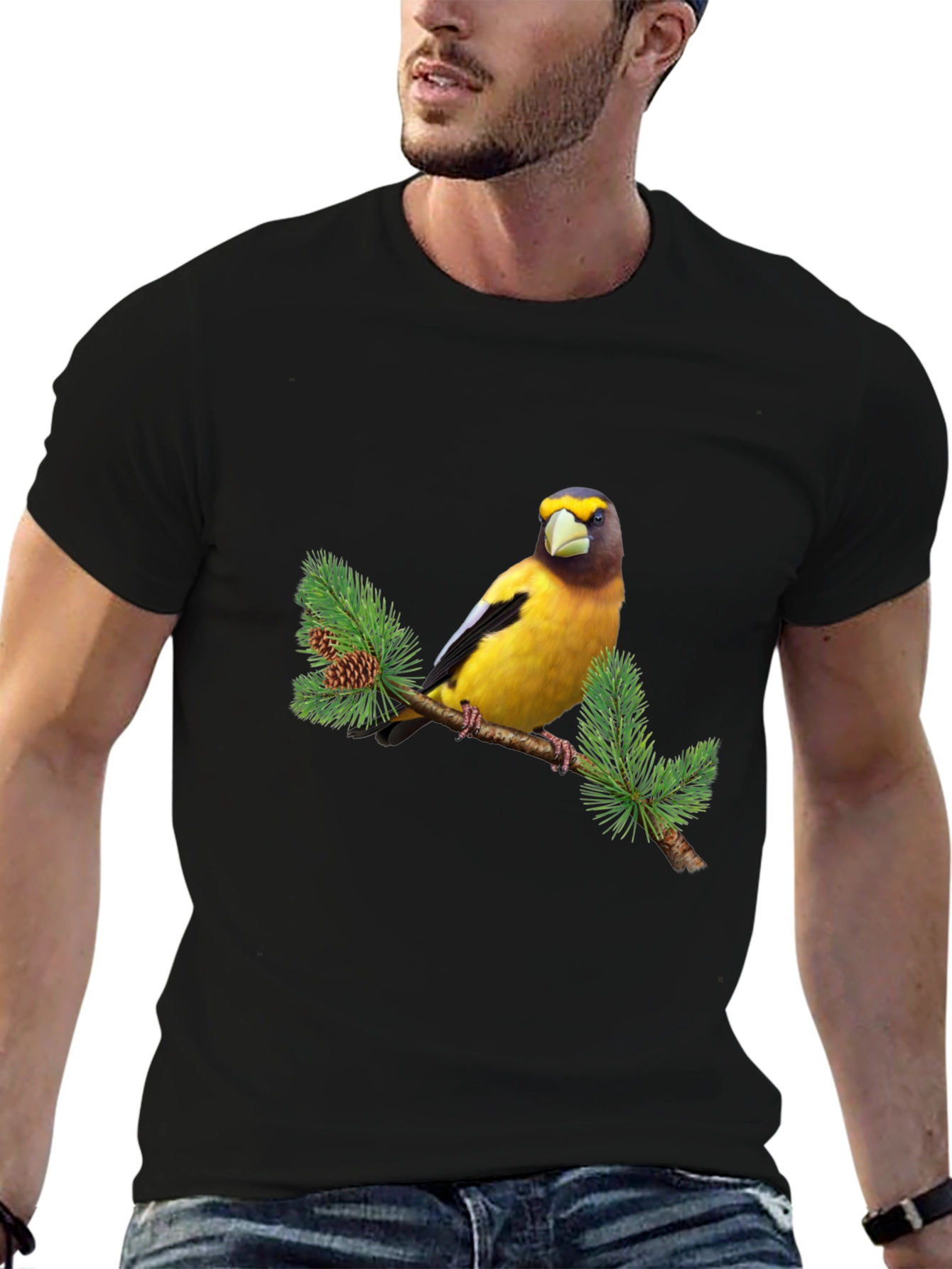 Bird on Branch Graphic Tee - Black