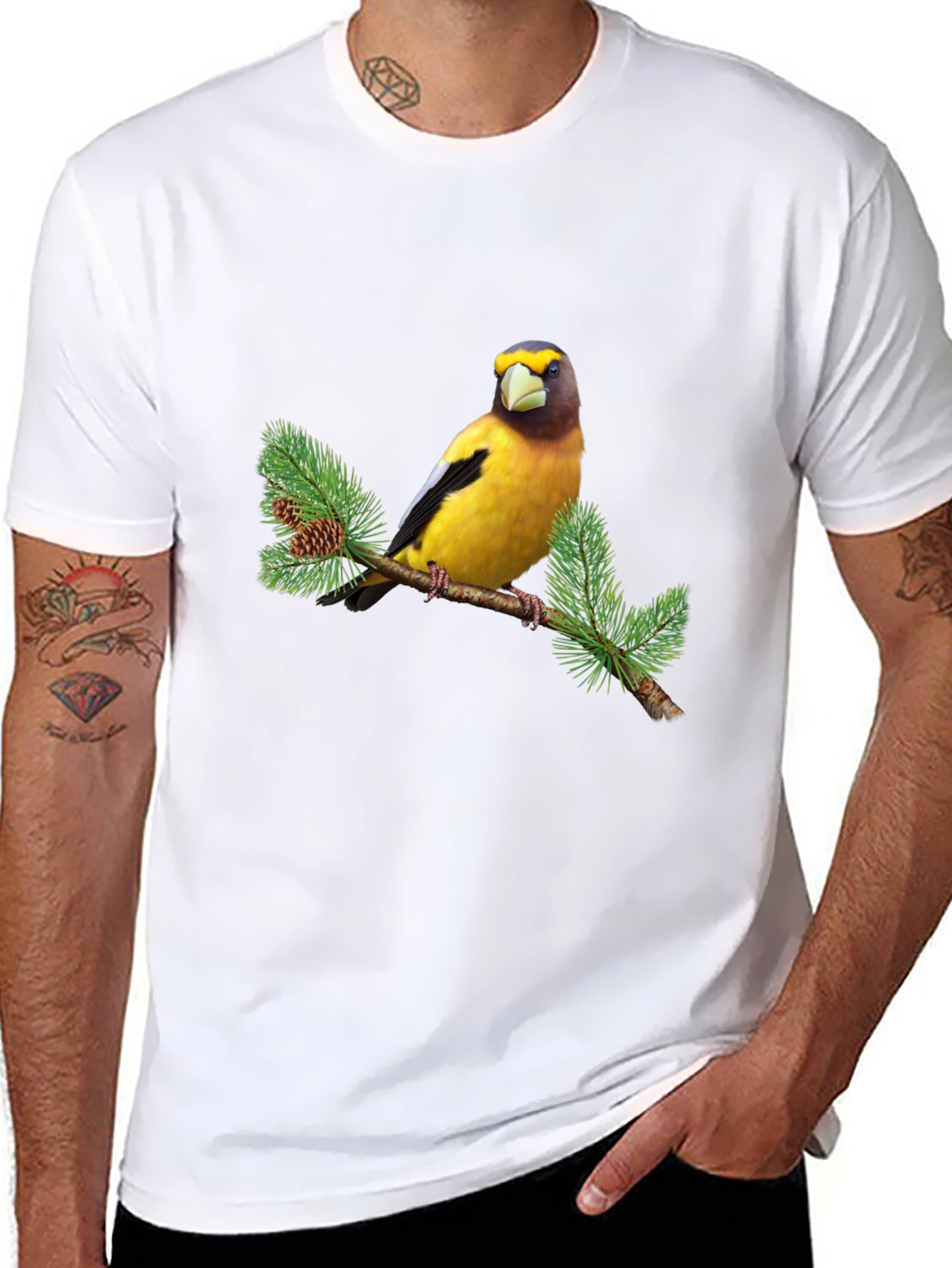 Bird on Branch Graphic Tee - Black