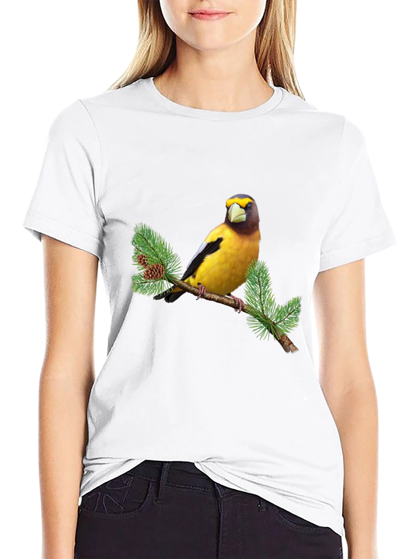 Bird on Branch Graphic Tee - Black