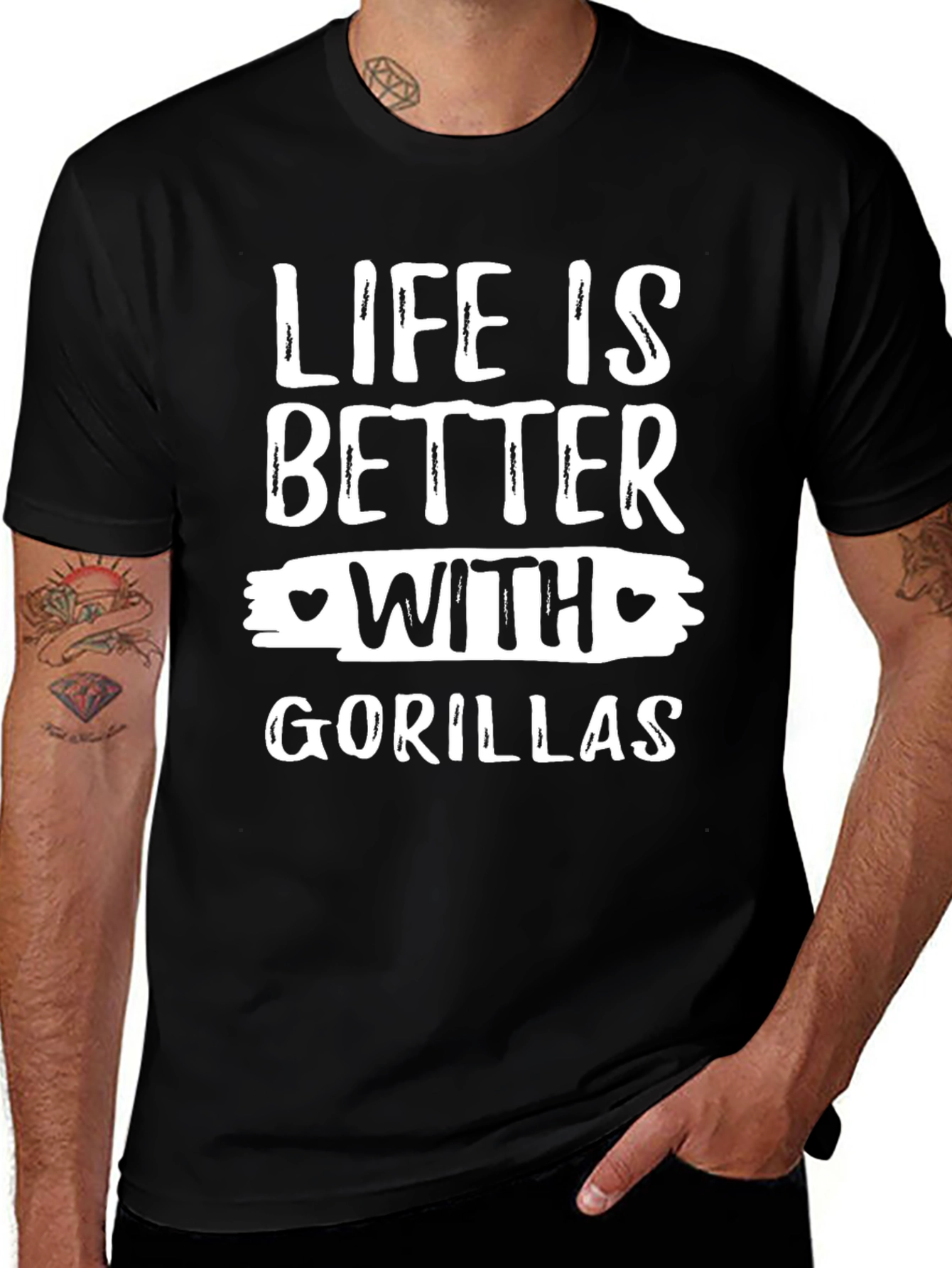 Life Is Better With Gorillas Funny Graphic T-Shirt