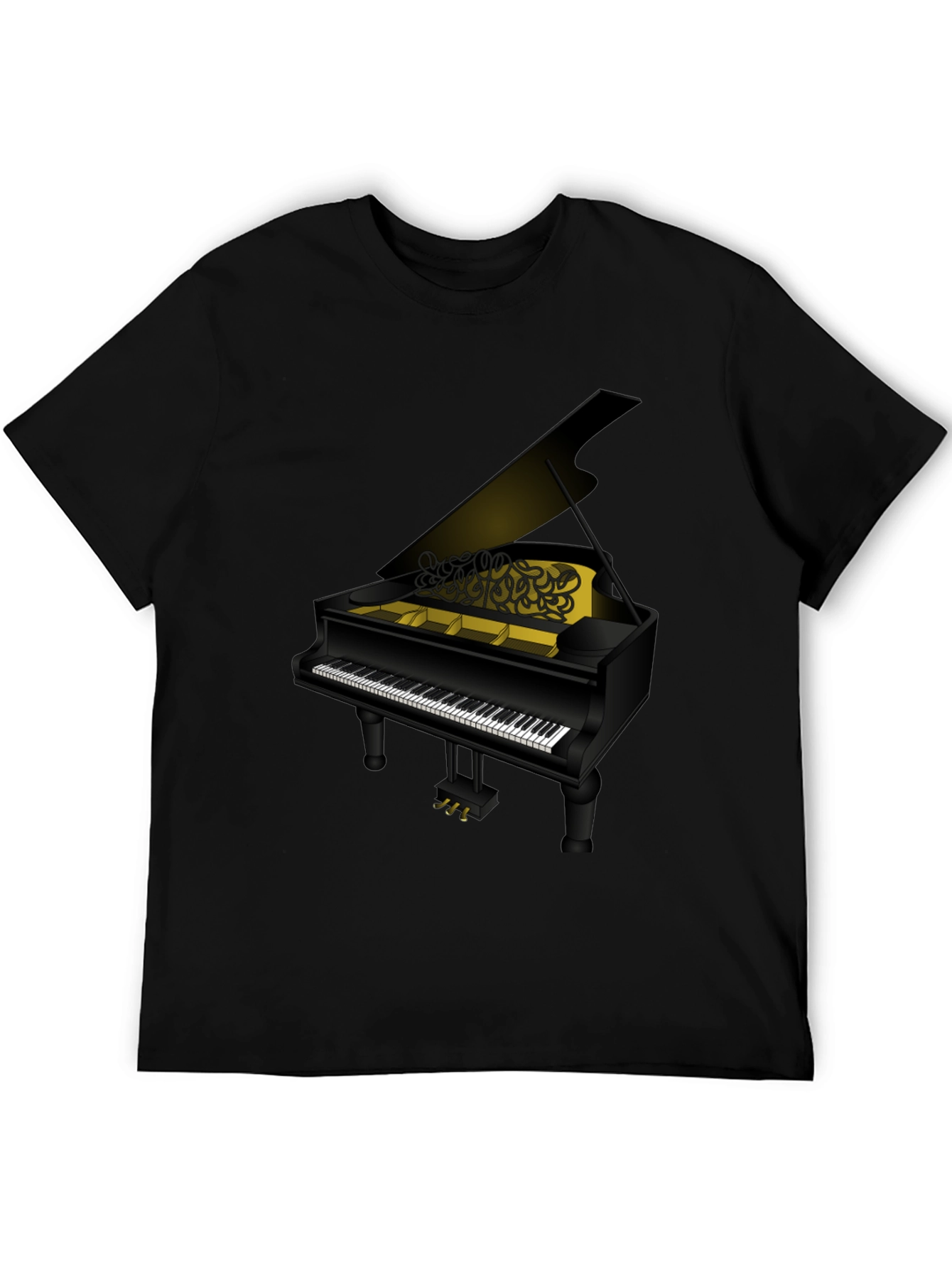 Piano Graphic T-Shirt - Black Cotton Tee