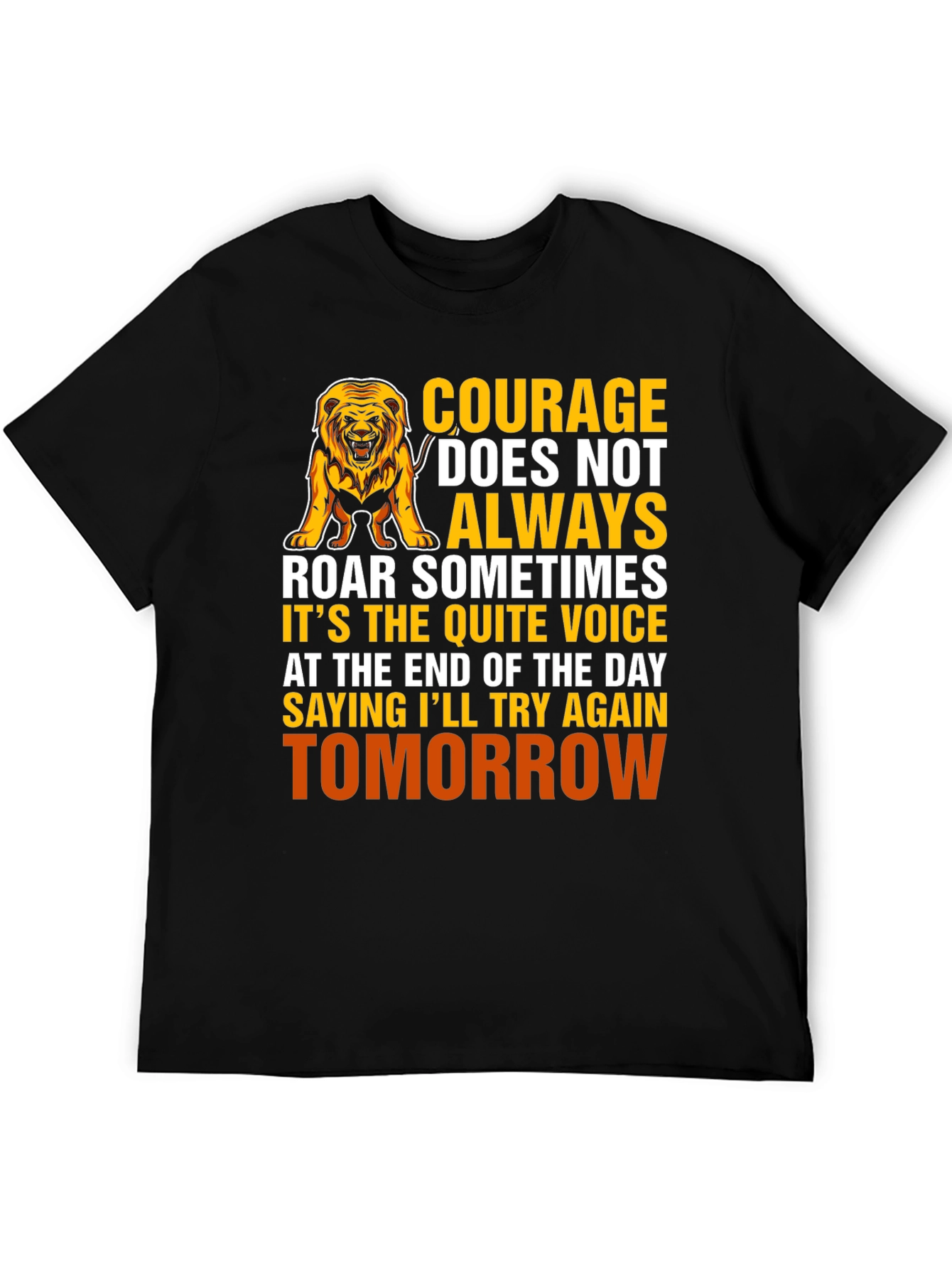 Courage Lion Graphic T-Shirt - Inspirational Design