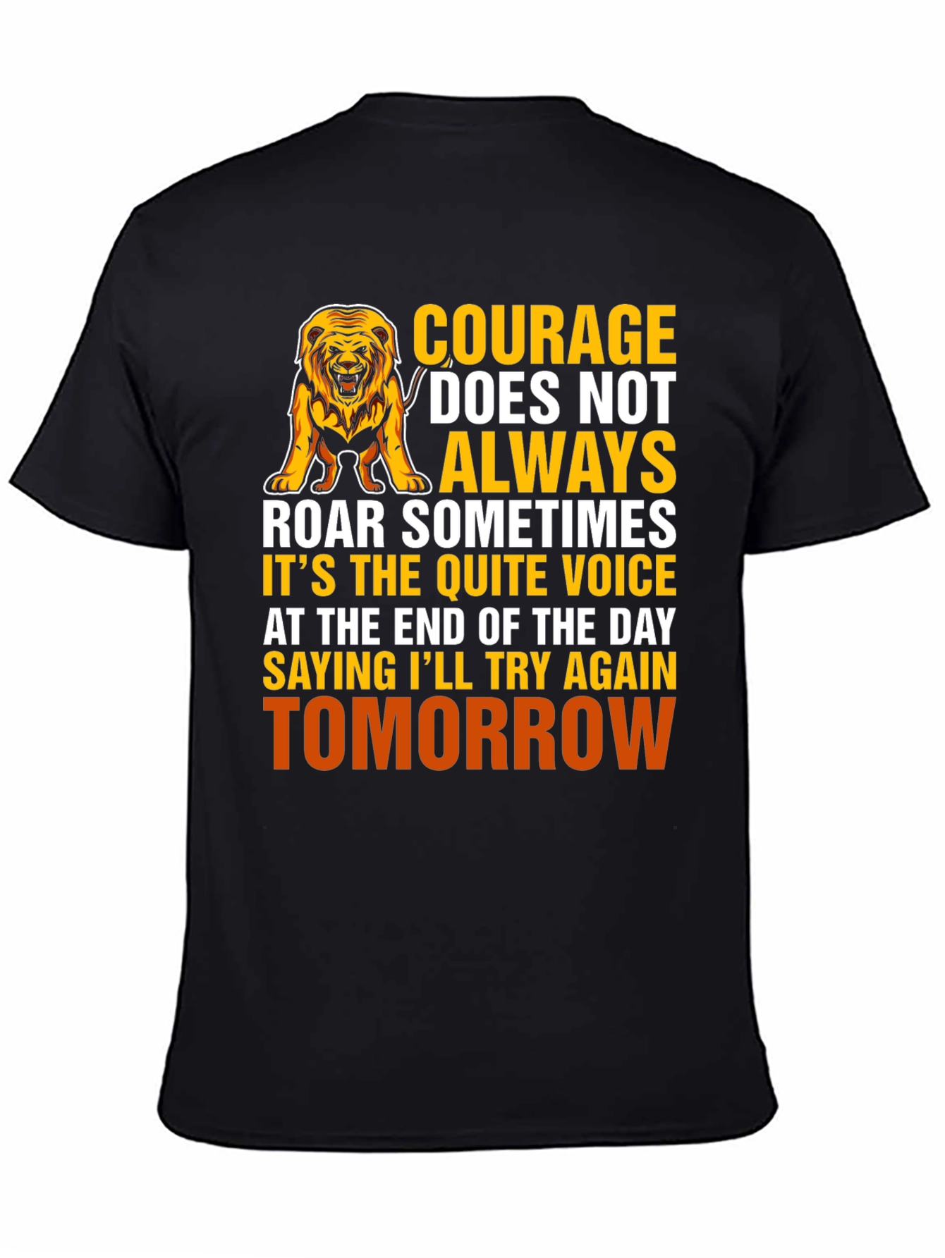 Courage Lion Graphic T-Shirt - Inspirational Design