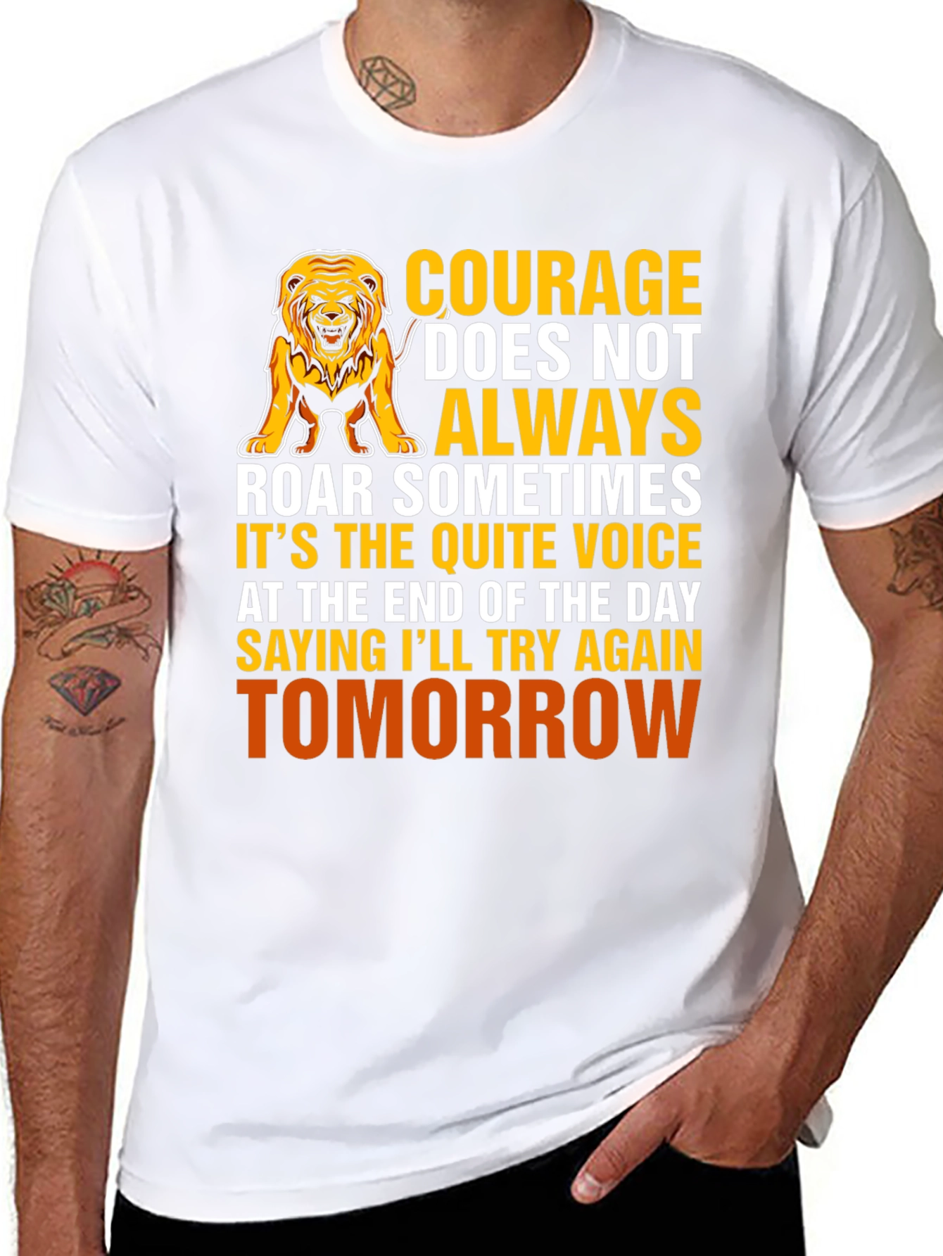 Courage Lion Graphic T-Shirt - Inspirational Design