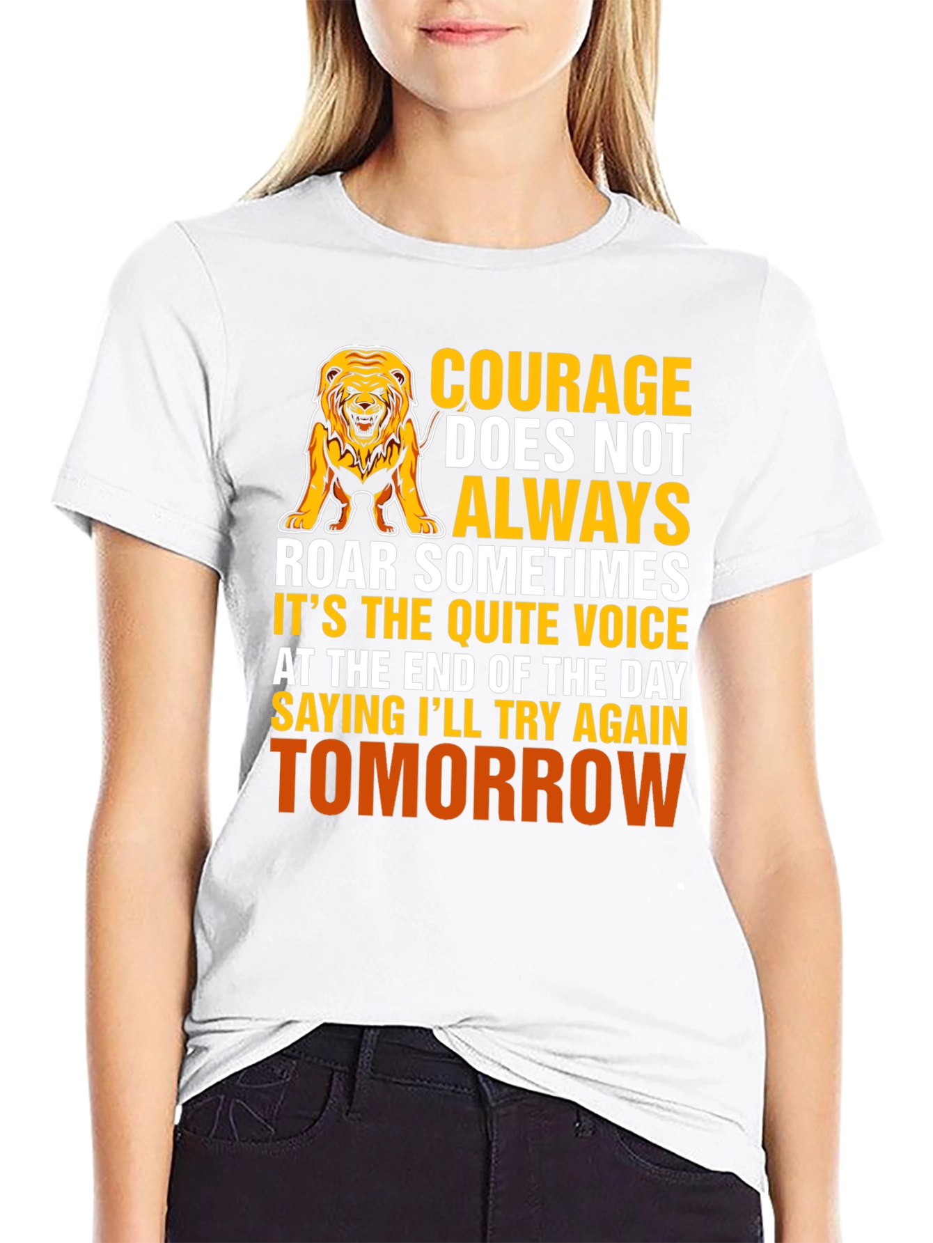 Courage Lion Graphic T-Shirt - Inspirational Design