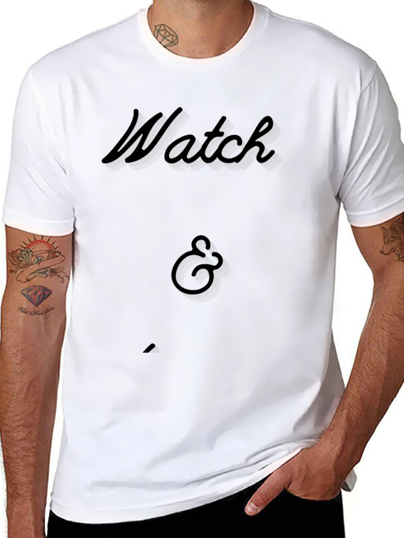 Mens Black Watch & Graphic Print T-Shirt