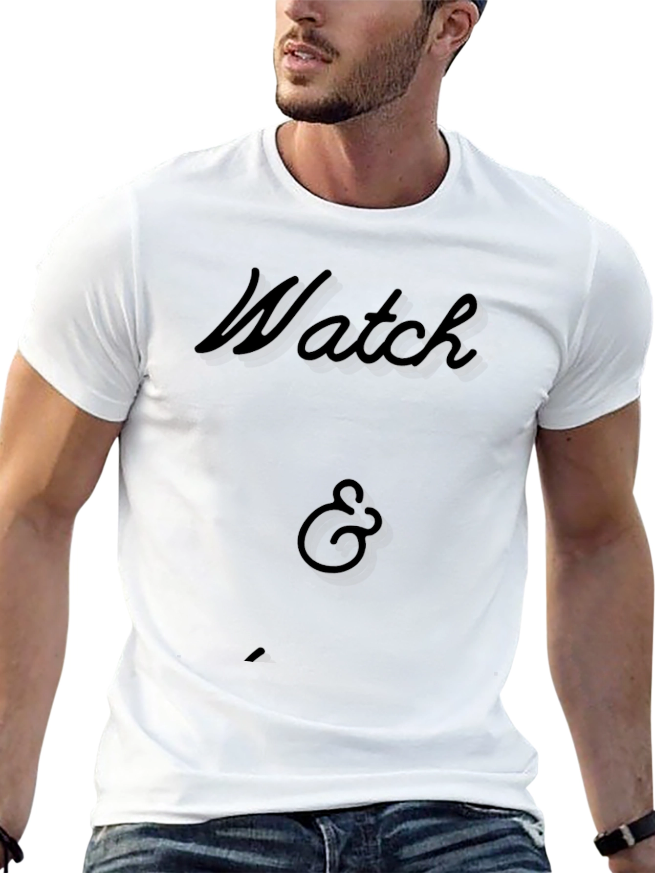 Mens Black Watch & Graphic Print T-Shirt