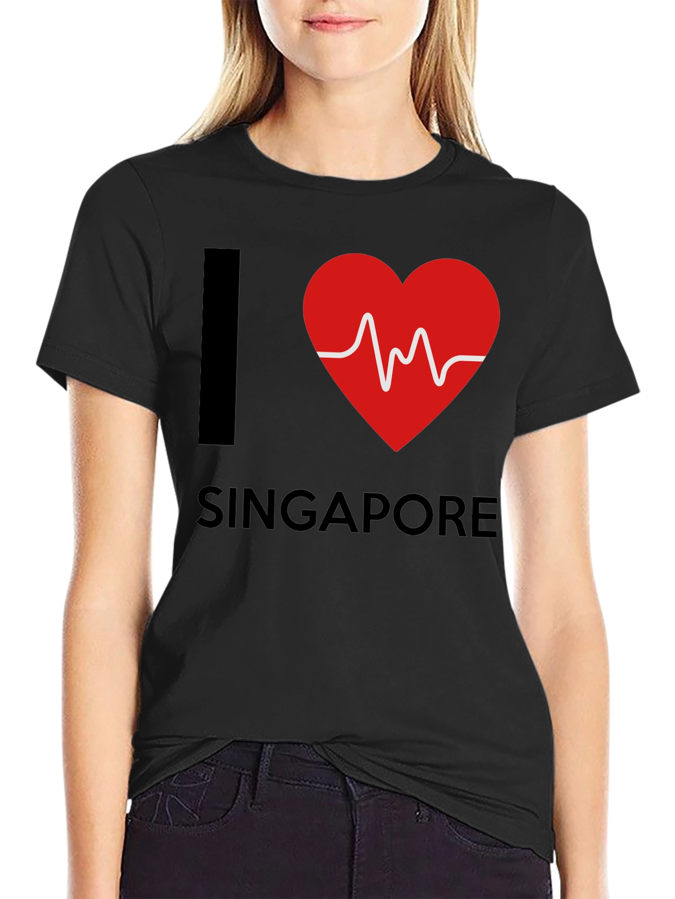 I Love Singapore T-Shirt - Heartbeat Design