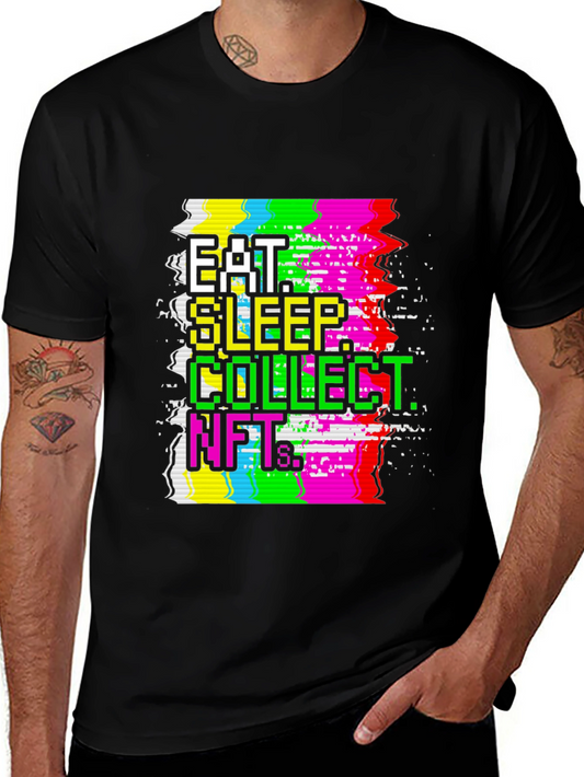 Eat Sleep Collect NFTs Black Graphic Tee