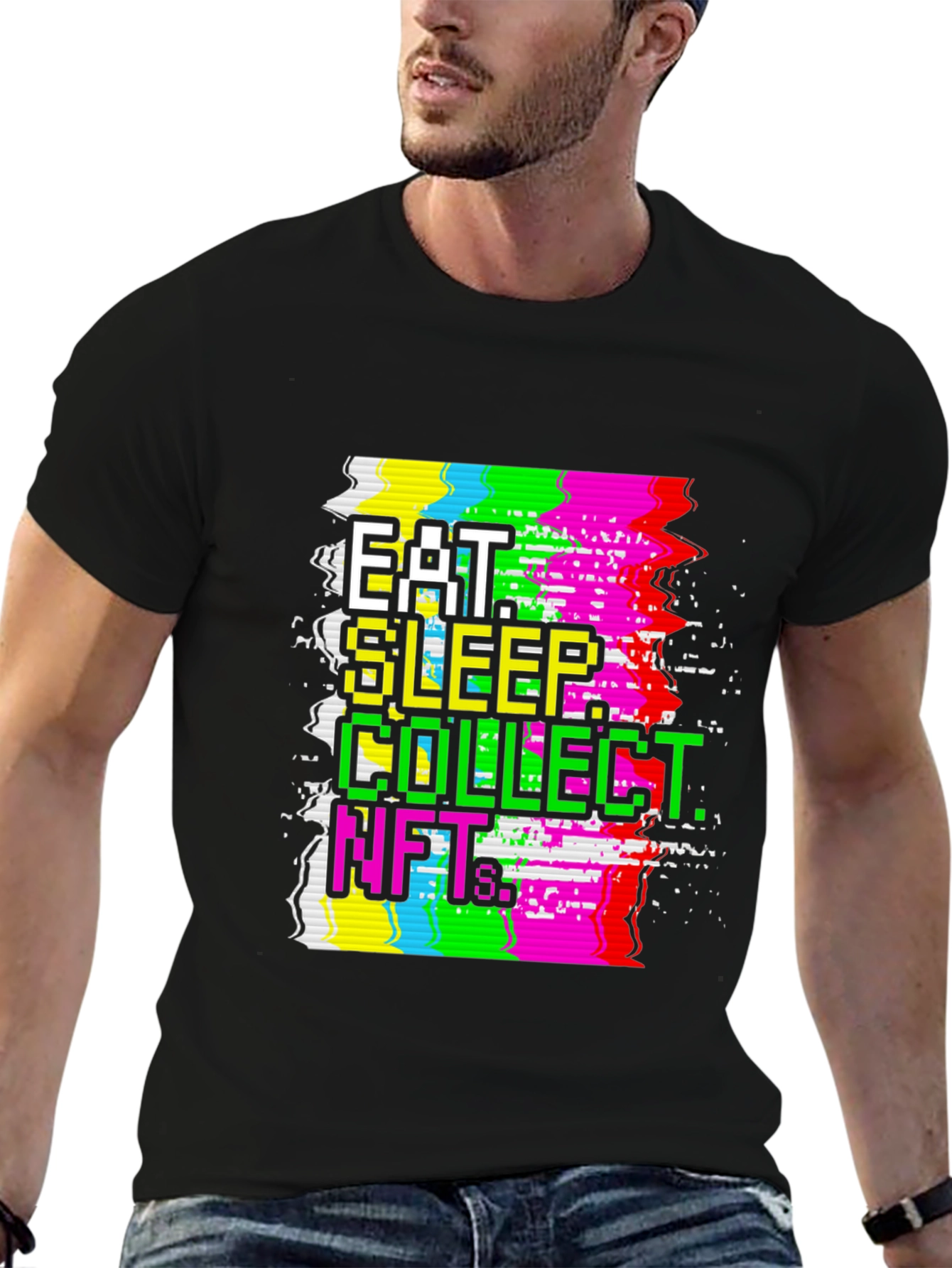 Eat Sleep Collect NFTs Black Graphic Tee