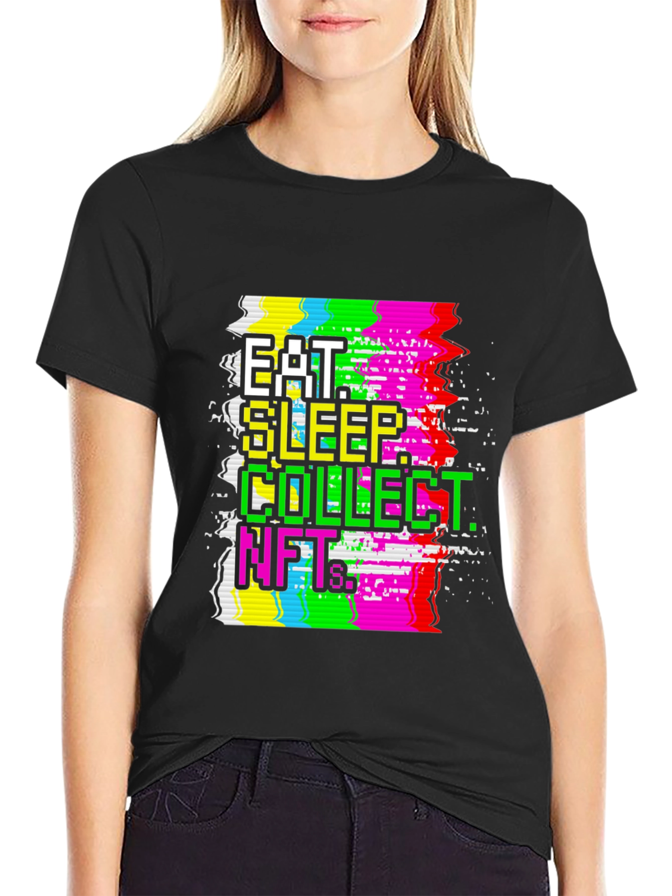 Eat Sleep Collect NFTs Black Graphic Tee