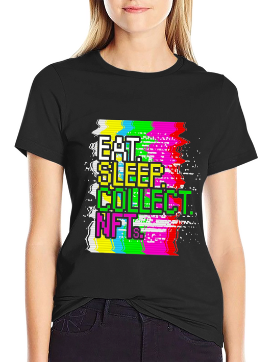 Eat Sleep Collect NFTs Black Graphic Tee