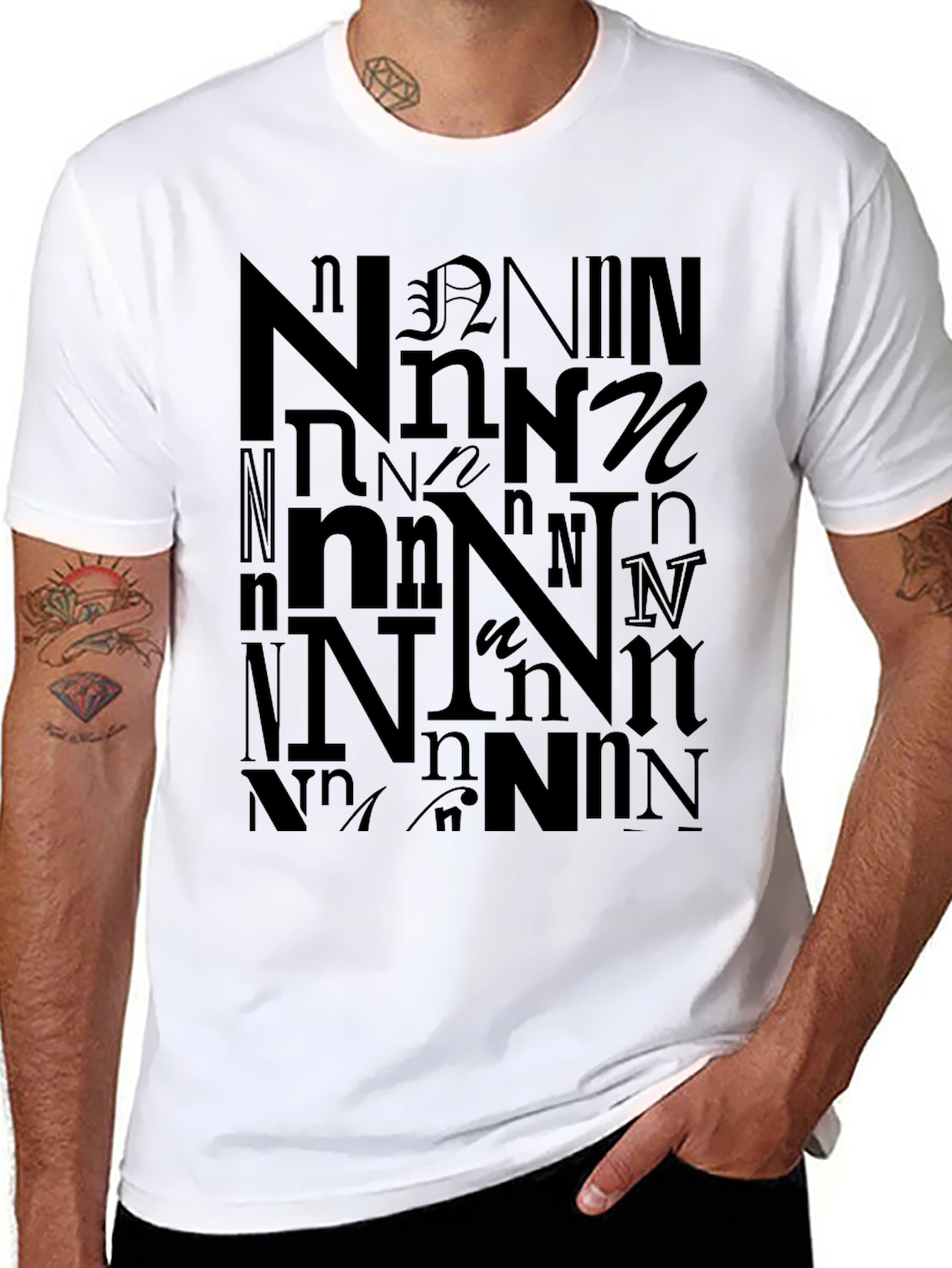 Letter N Graphic T-Shirt