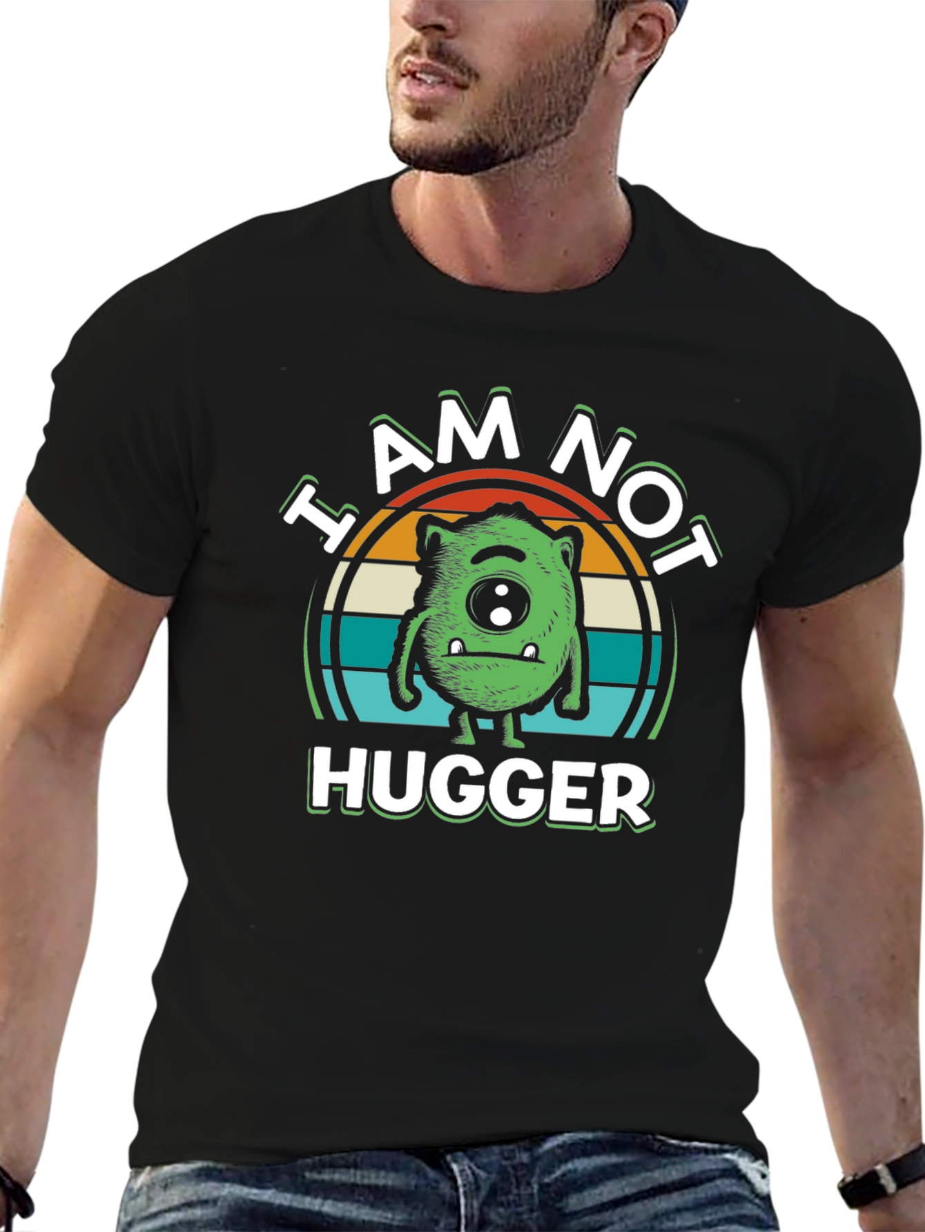 I Am Not Hugger Graphic T-Shirt - Black