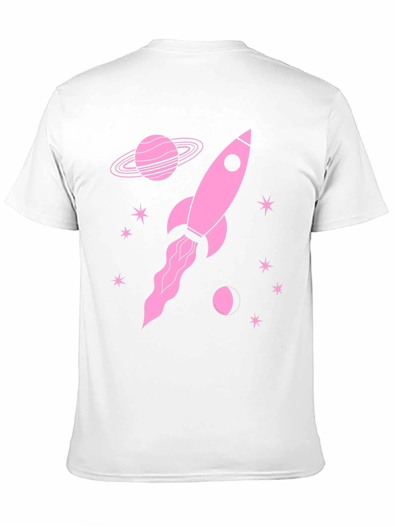 Rocket in Space Graphic Tee - Black Cotton