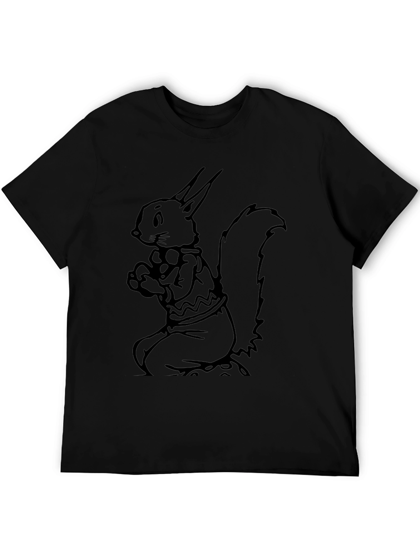 Squirrel Graphic Tee - Black Crew Neck T-Shirt