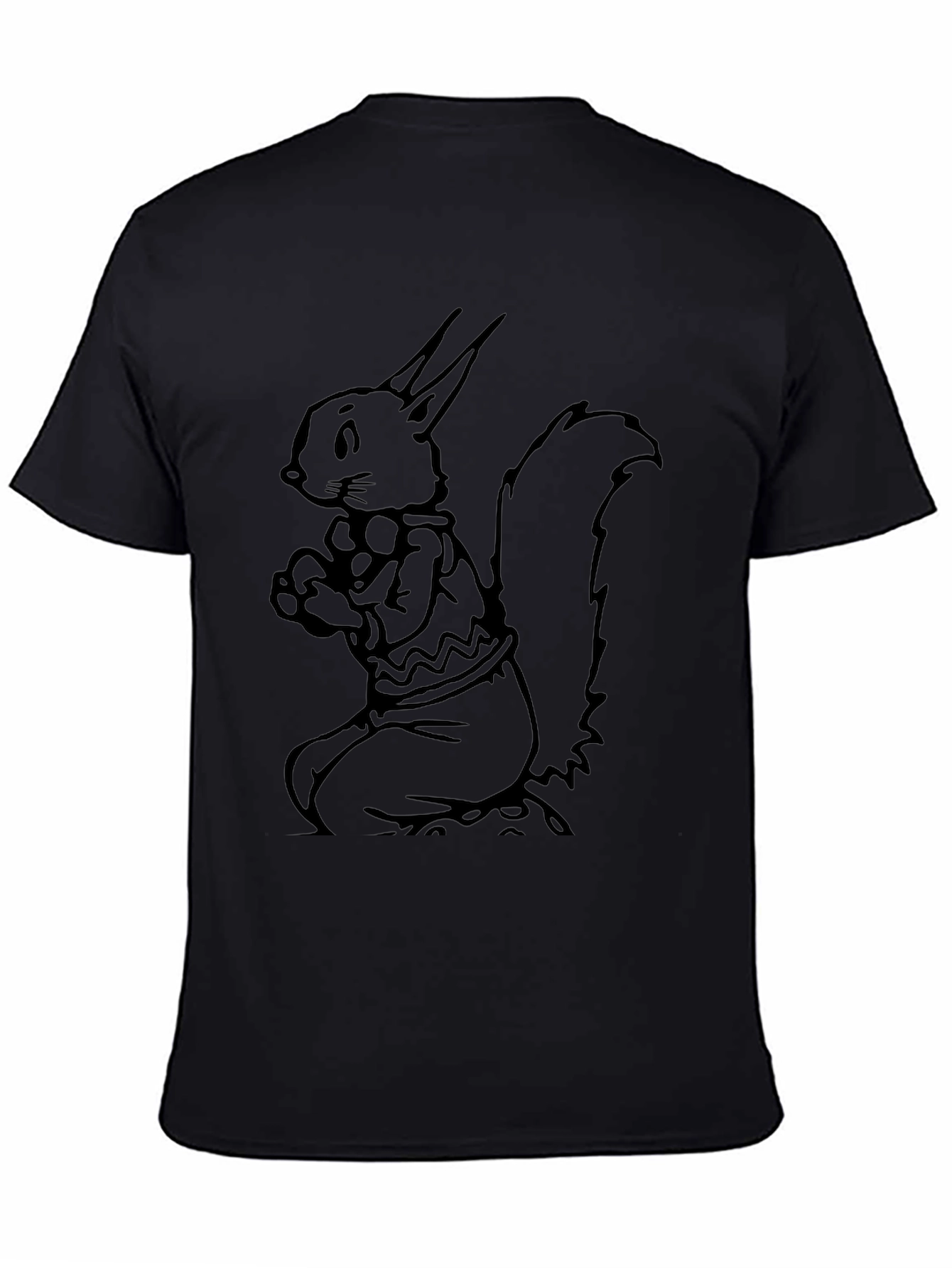 Squirrel Graphic Tee - Black Crew Neck T-Shirt