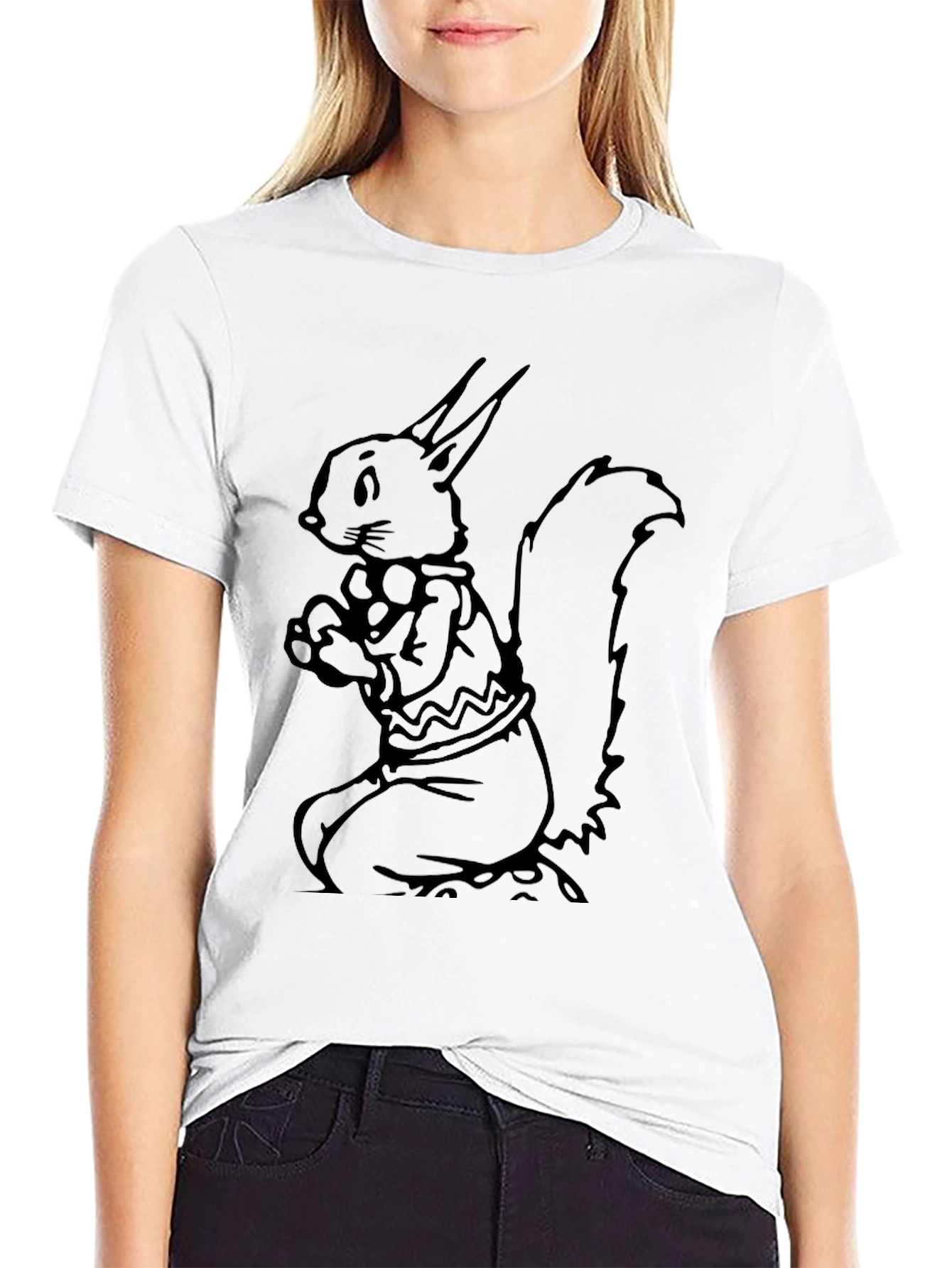 Squirrel Graphic Tee - Black Crew Neck T-Shirt