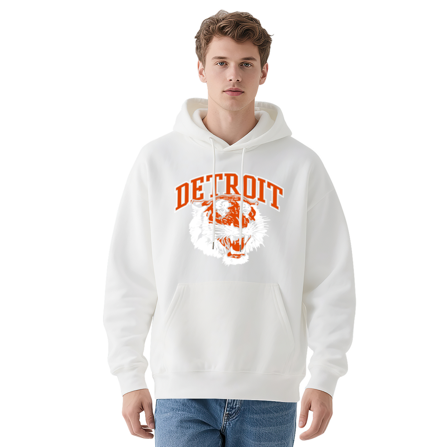 Detroit Tiger Retro Sports Mascot Graphic Hoodie, Sporty Men¡¯s Comfort Hooded Top