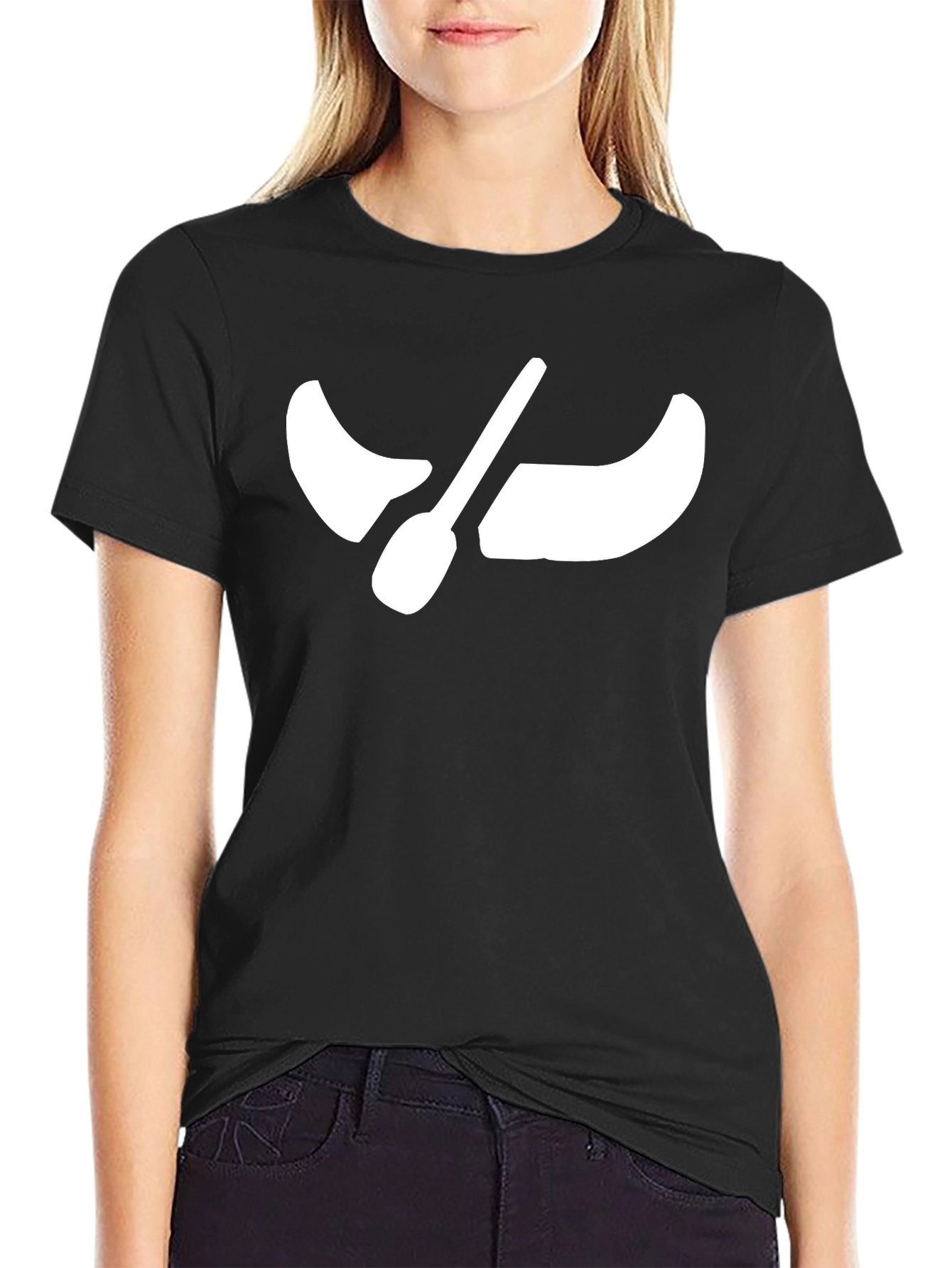 Black T-Shirt with Canoe Graphic