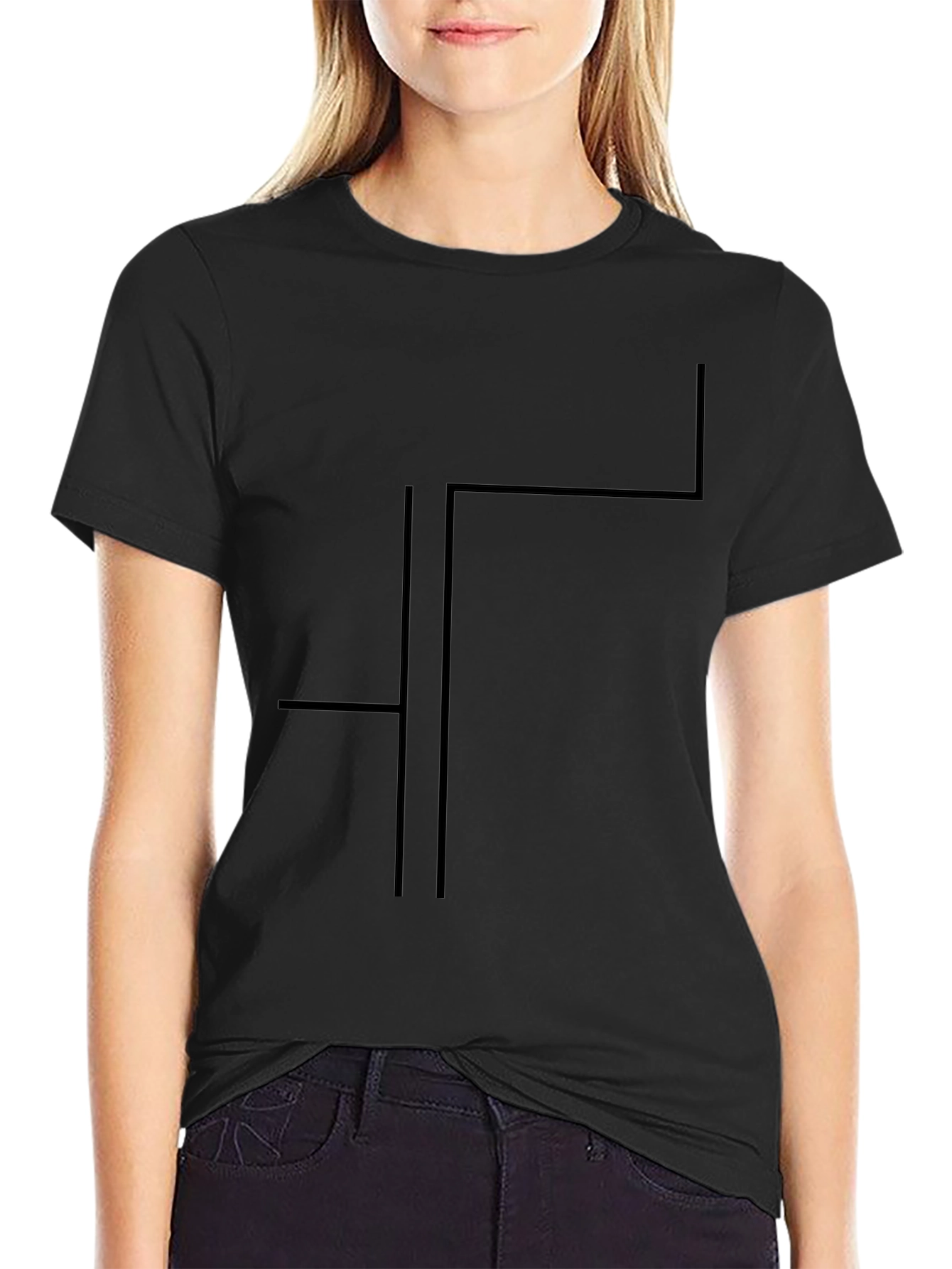 Minimalist Black T-Shirt Geometric Design