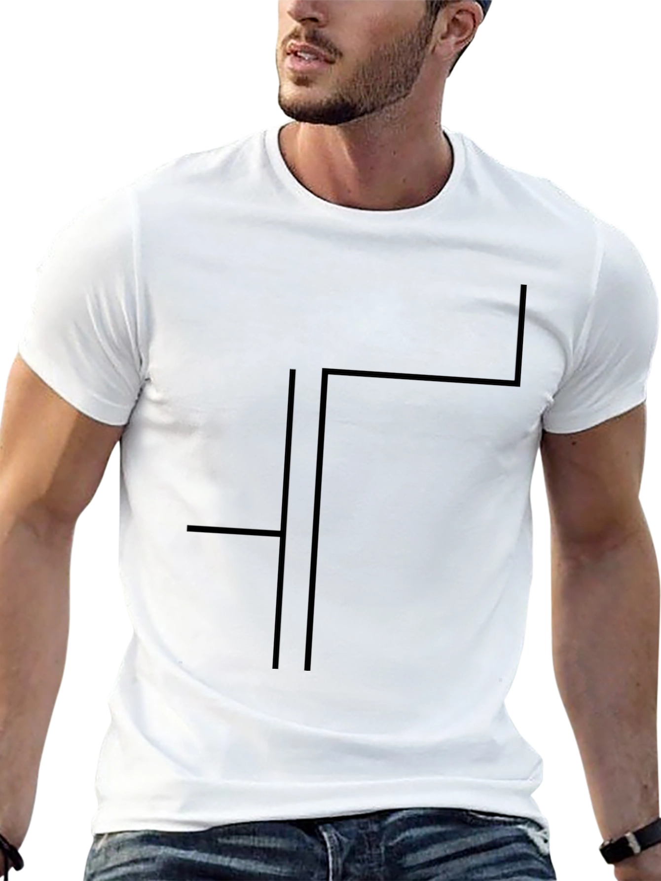 Minimalist Black T-Shirt Geometric Design