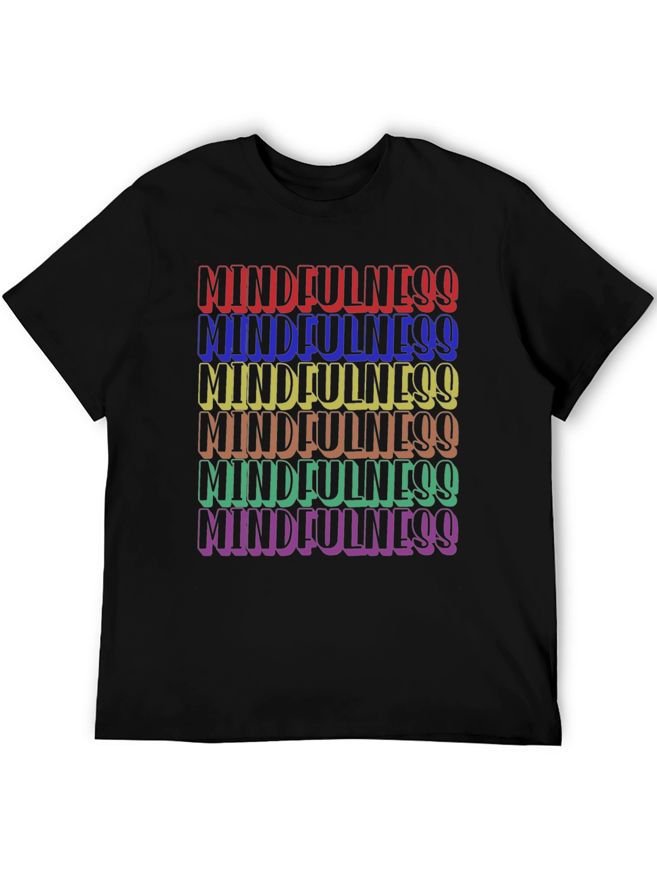 Mindfulness Rainbow Text Graphic T-Shirt