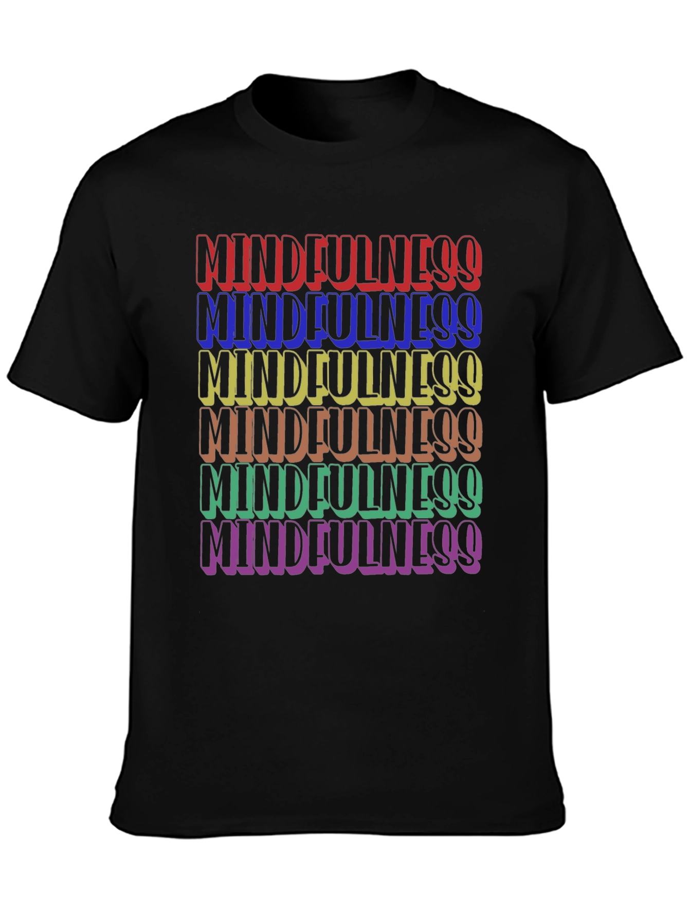Mindfulness Rainbow Text Graphic T-Shirt