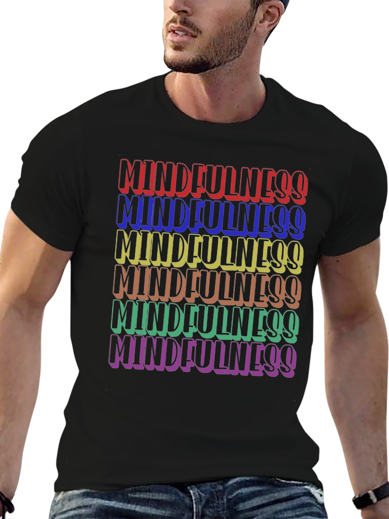 Mindfulness Rainbow Text Graphic T-Shirt