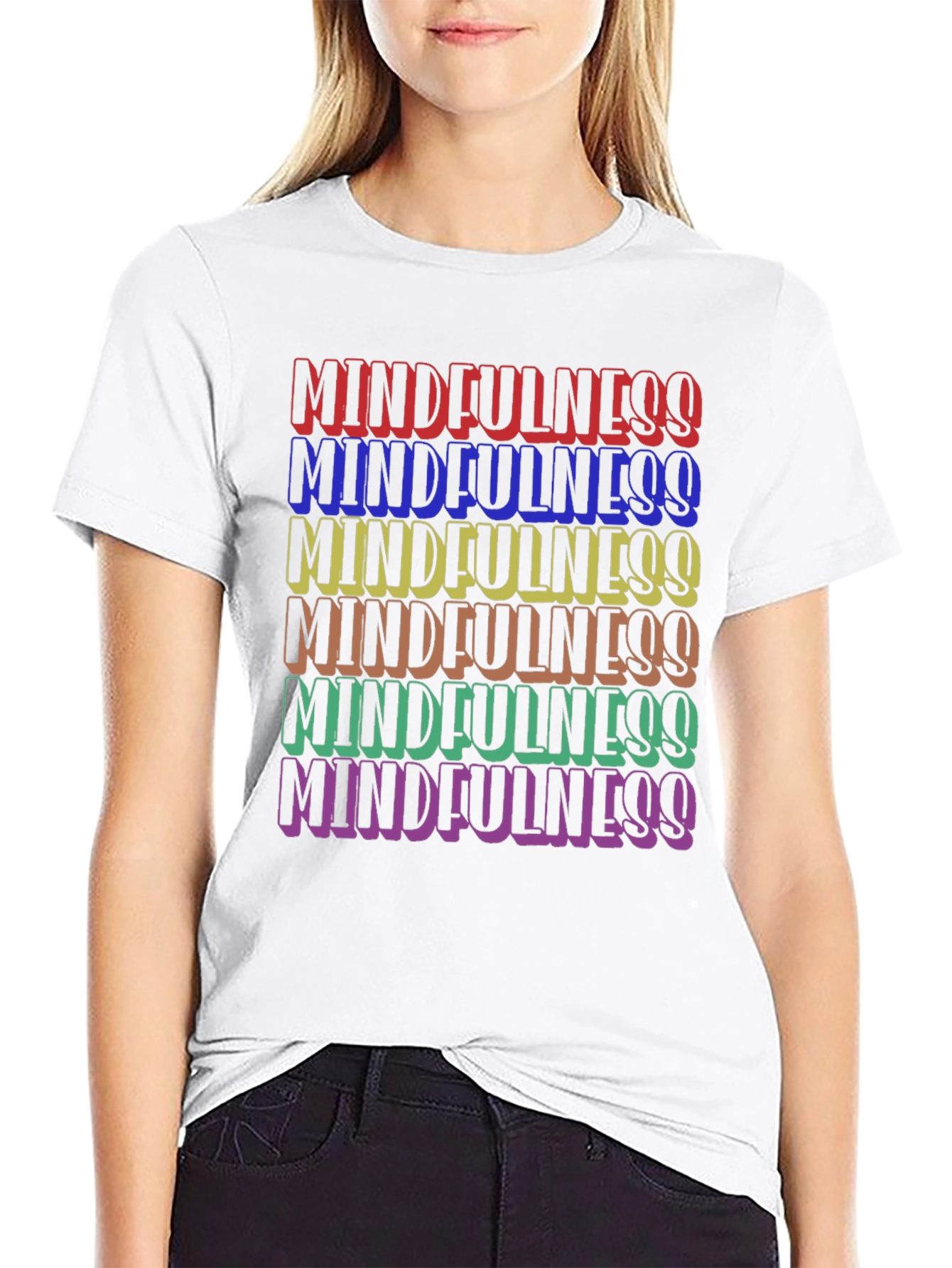 Mindfulness Rainbow Text Graphic T-Shirt