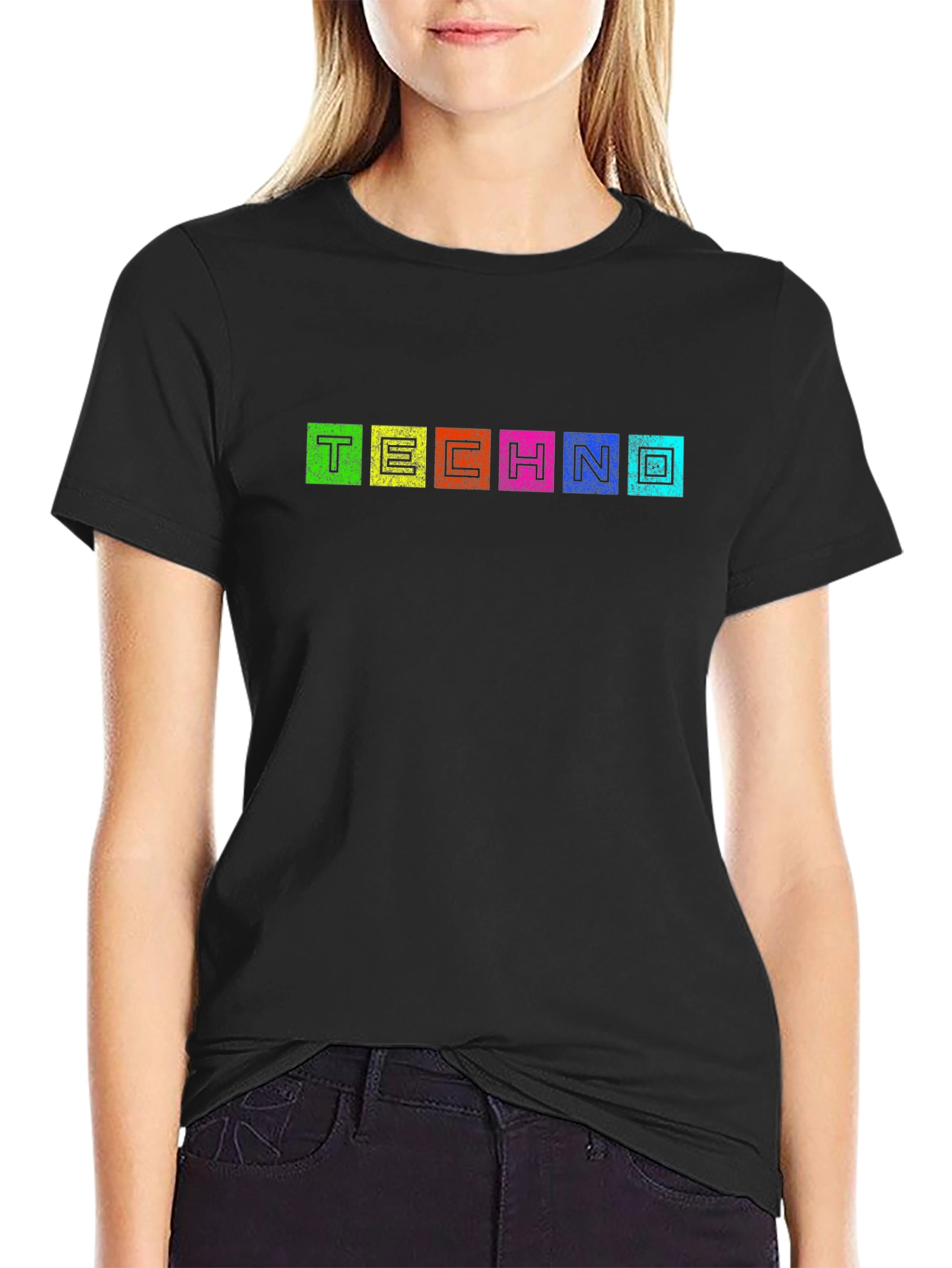 Techno Text Graphic Black T-Shirt
