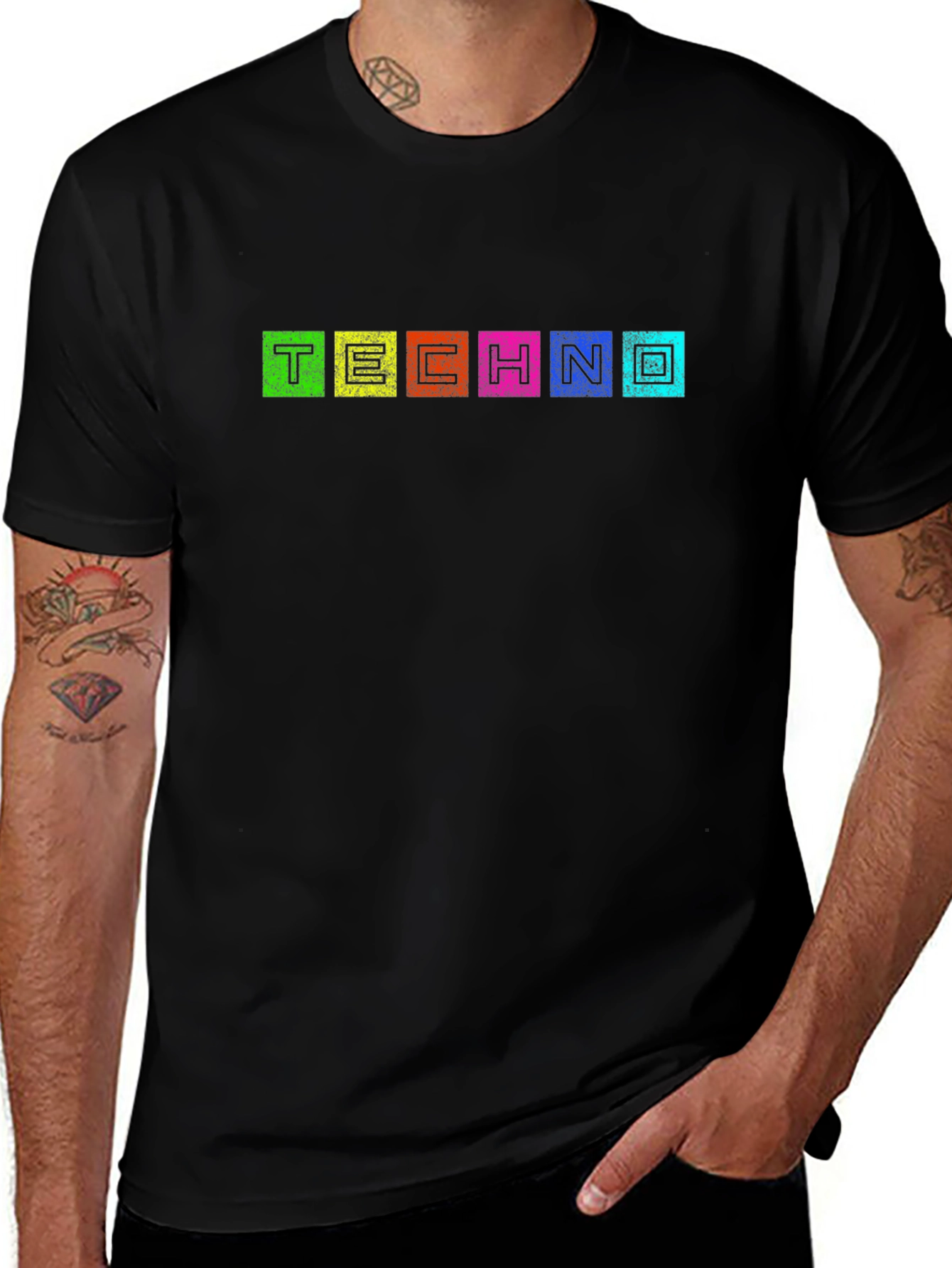 Techno Text Graphic Black T-Shirt