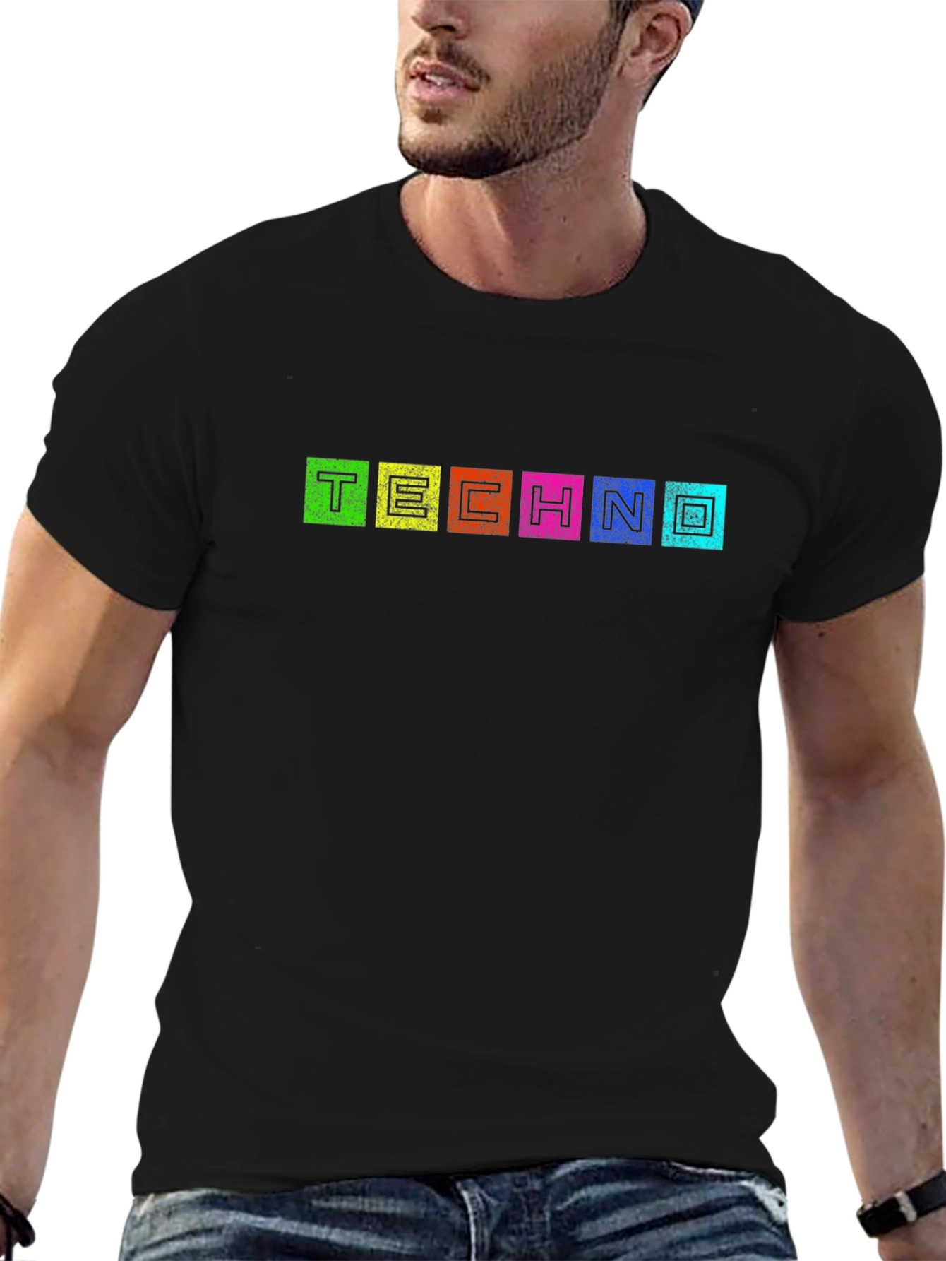 Techno Text Graphic Black T-Shirt