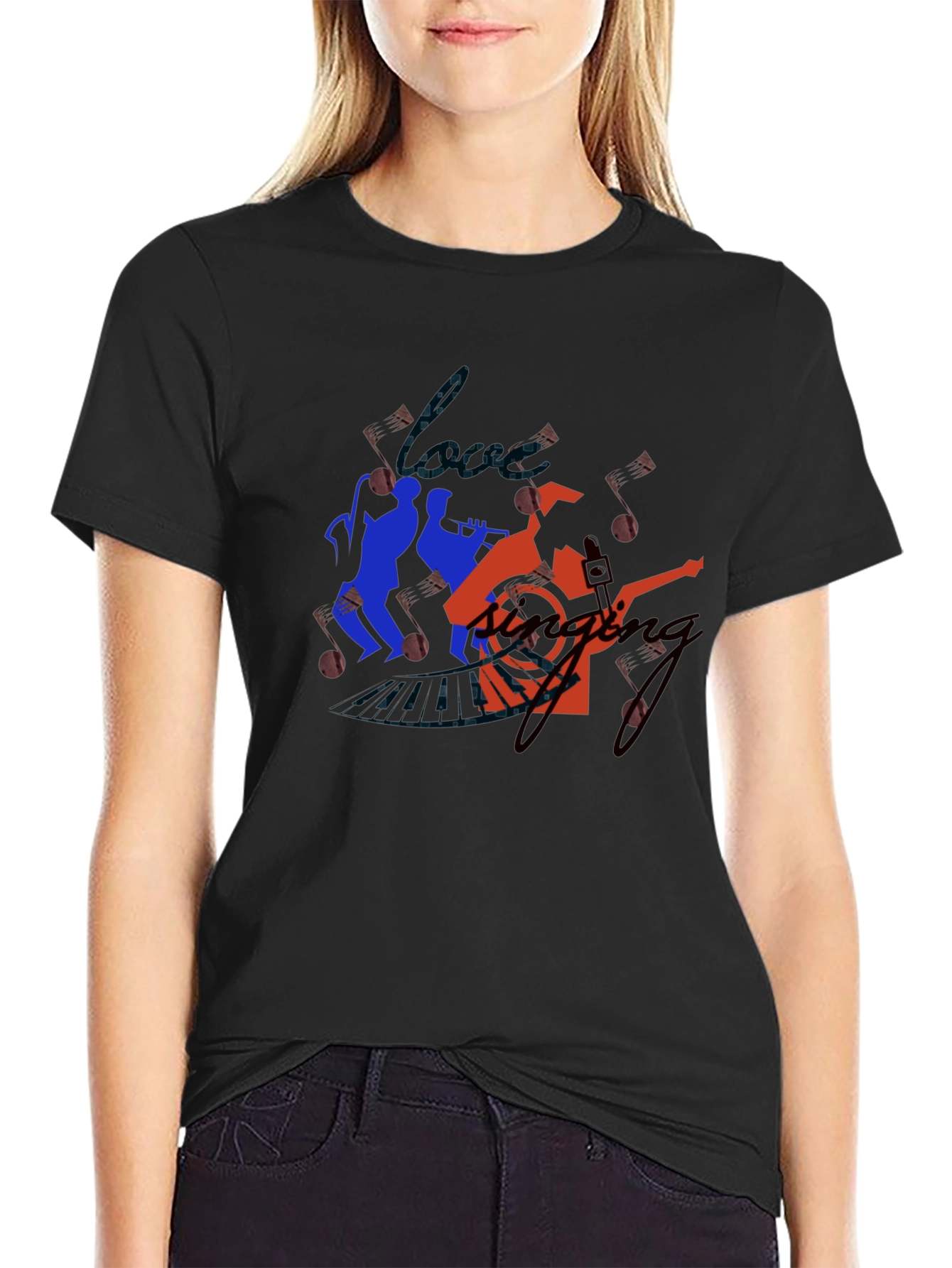 Jazz Band Graphic Tee - Black Cotton T-Shirt