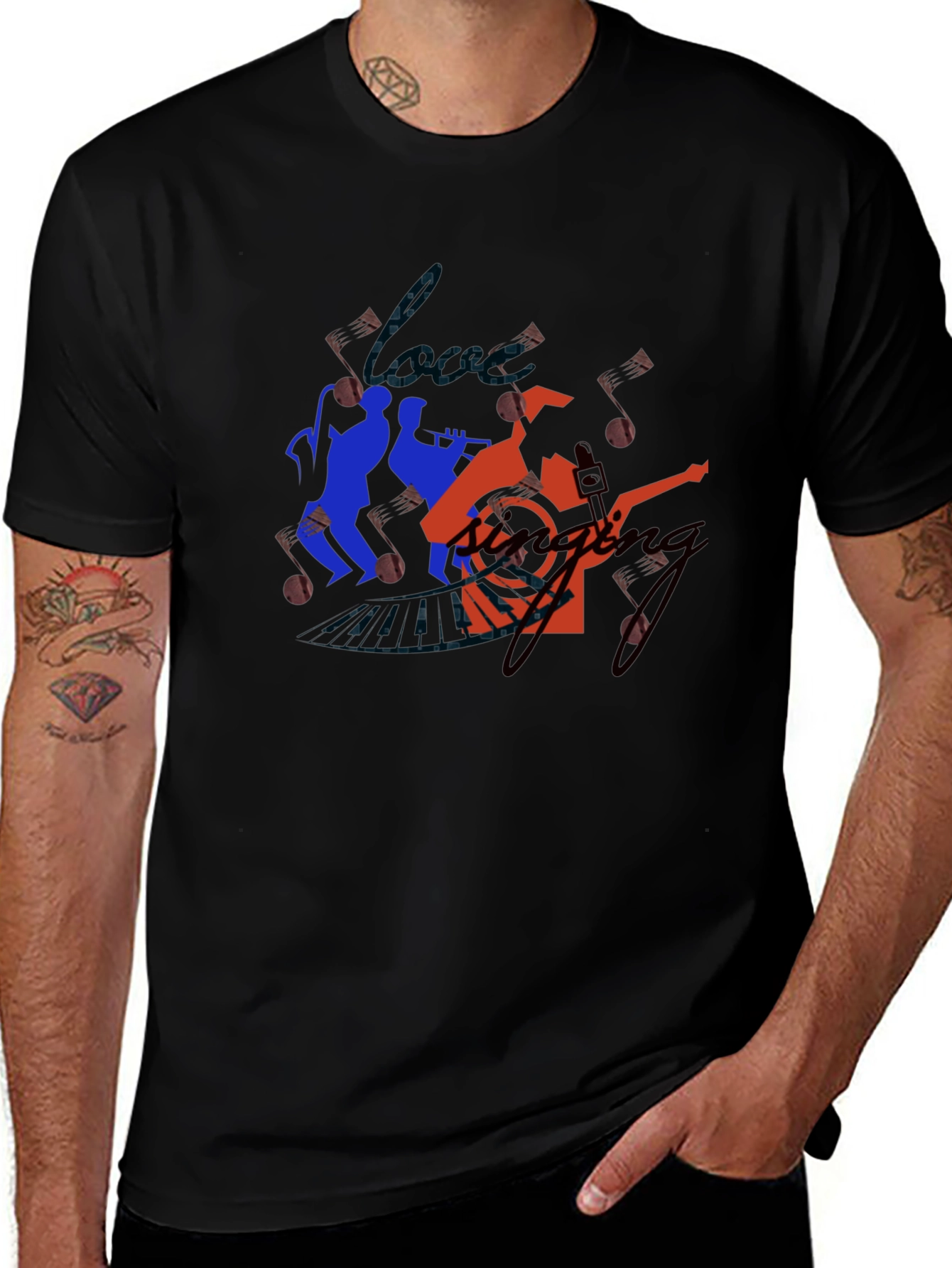 Jazz Band Graphic Tee - Black Cotton T-Shirt