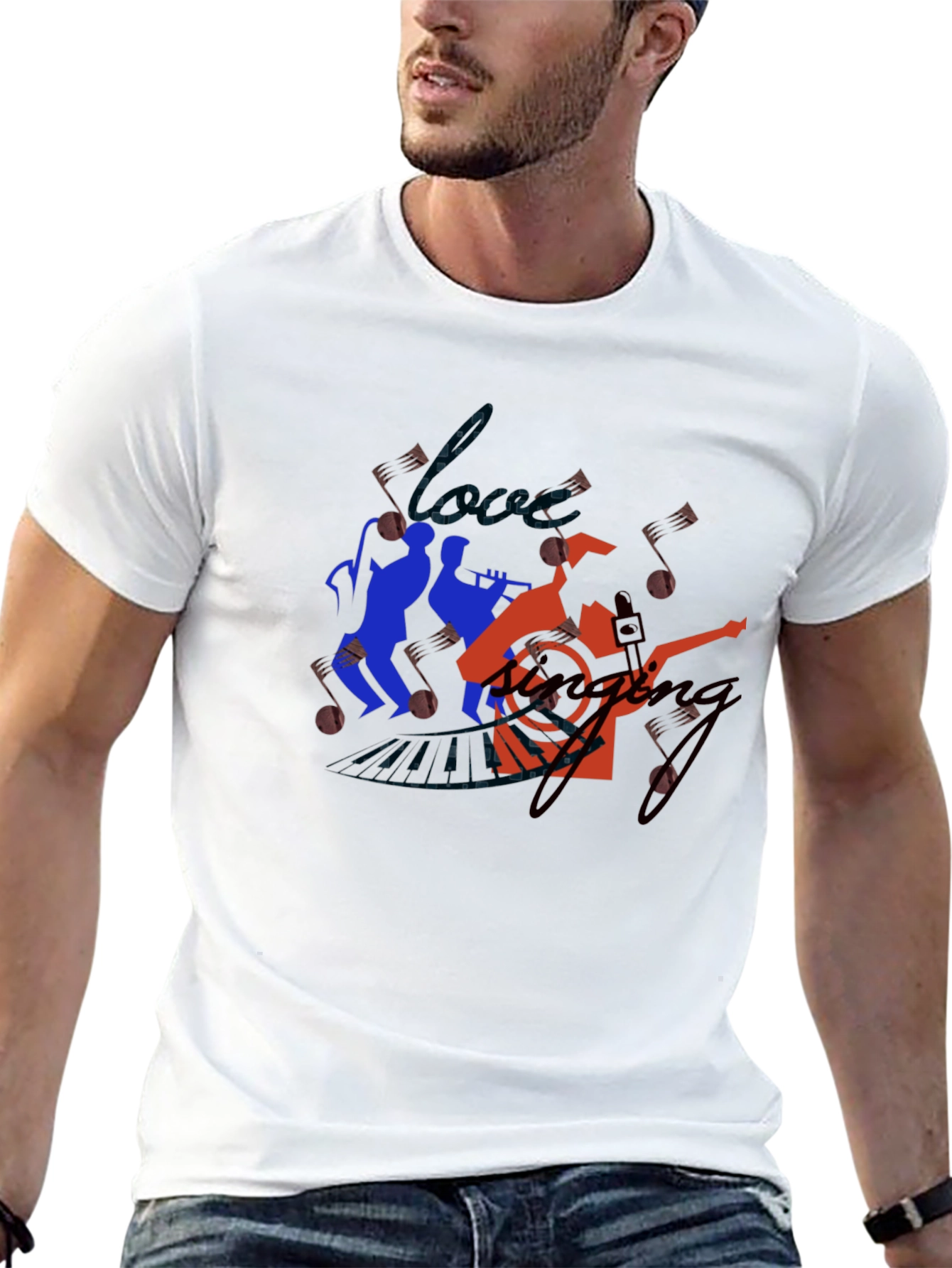 Jazz Band Graphic Tee - Black Cotton T-Shirt